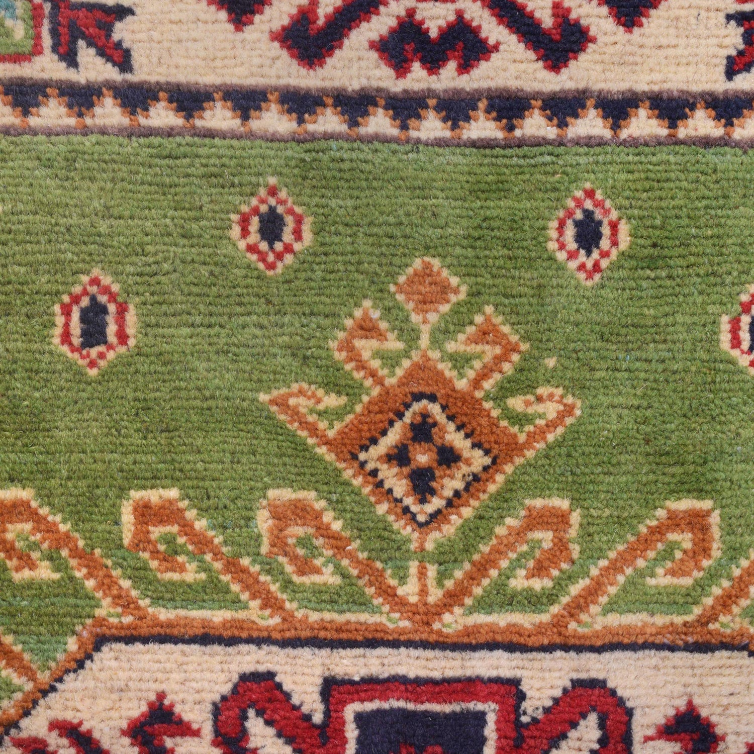 Kazak Rug Handmade Green Medallion 3x5 ft