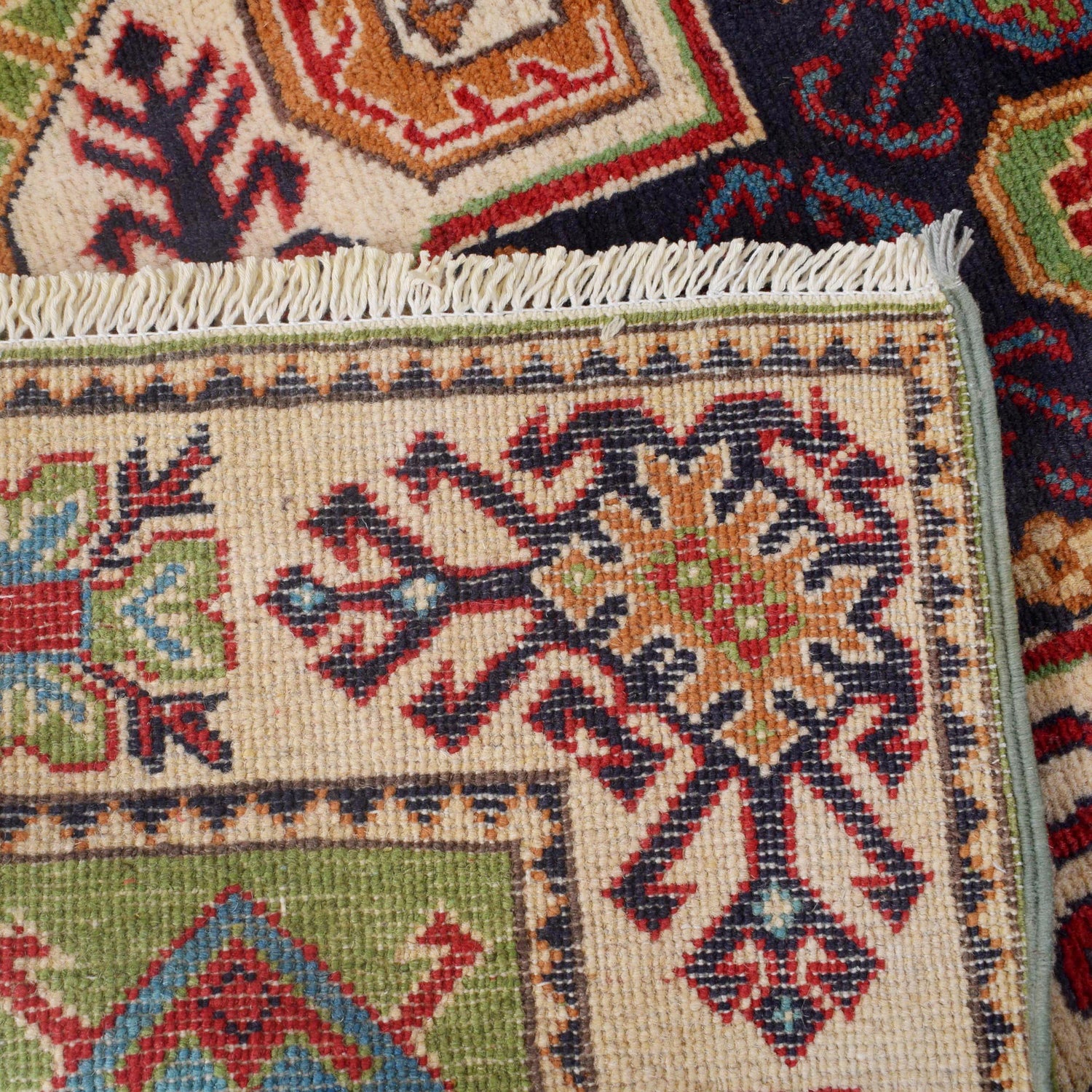 Kazak Rug Handmade Green Medallion 3x5 ft