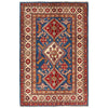 Kazak Rug Handmade Blue Medallion 4x6 ft