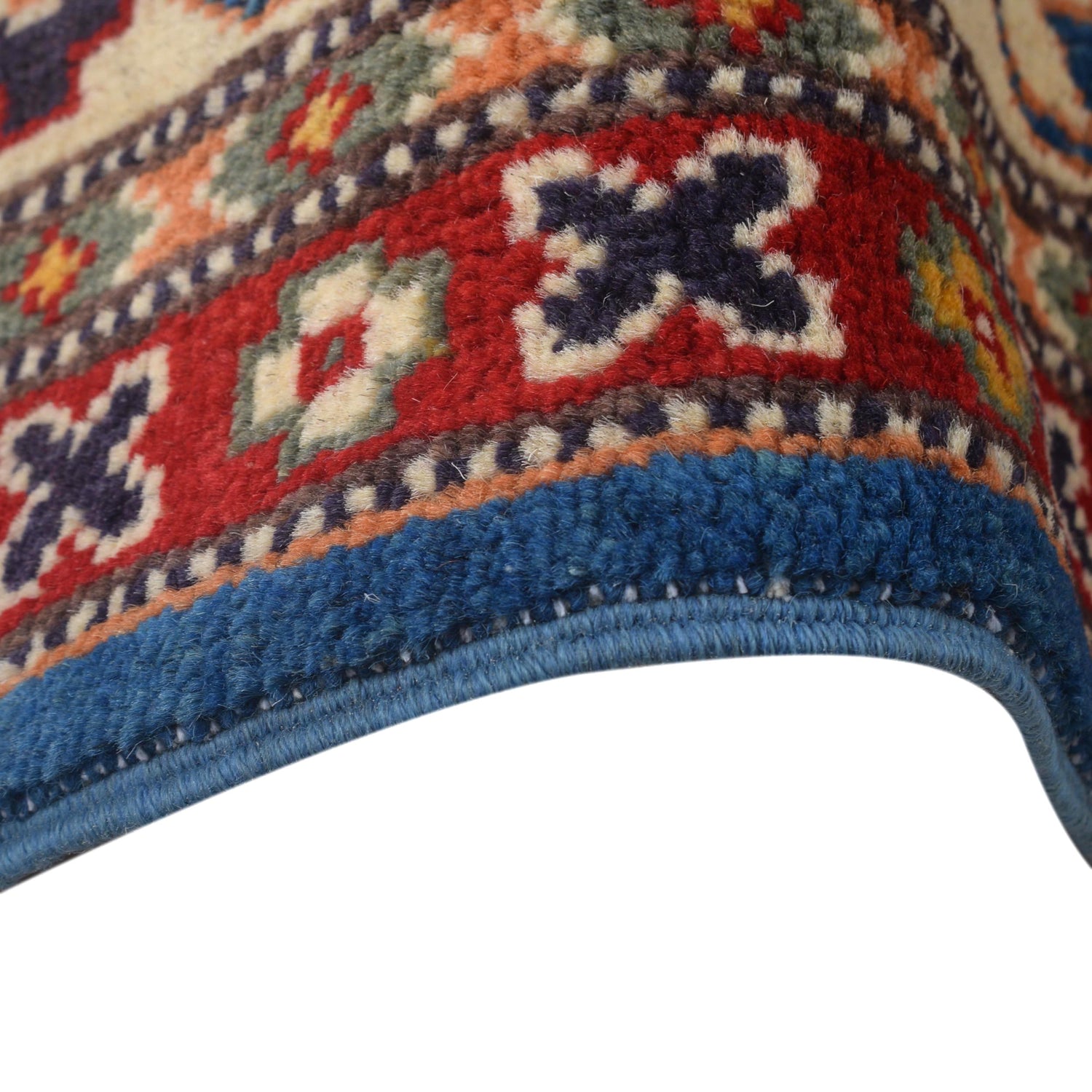 Kazak Rug Handmade Blue Medallion 4x6 ft