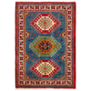Kazak Rug Handmade Blue Medallion 3x5 ft
