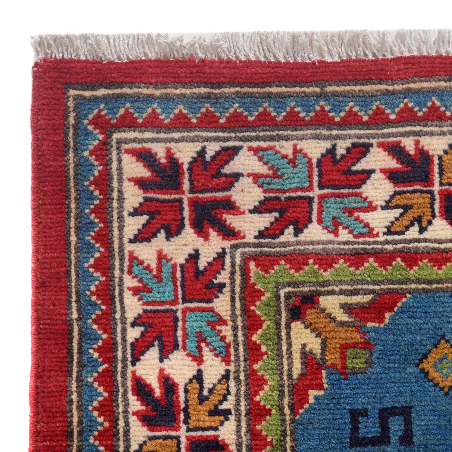 Kazak Rug Handmade Blue Medallion 3x5 ft