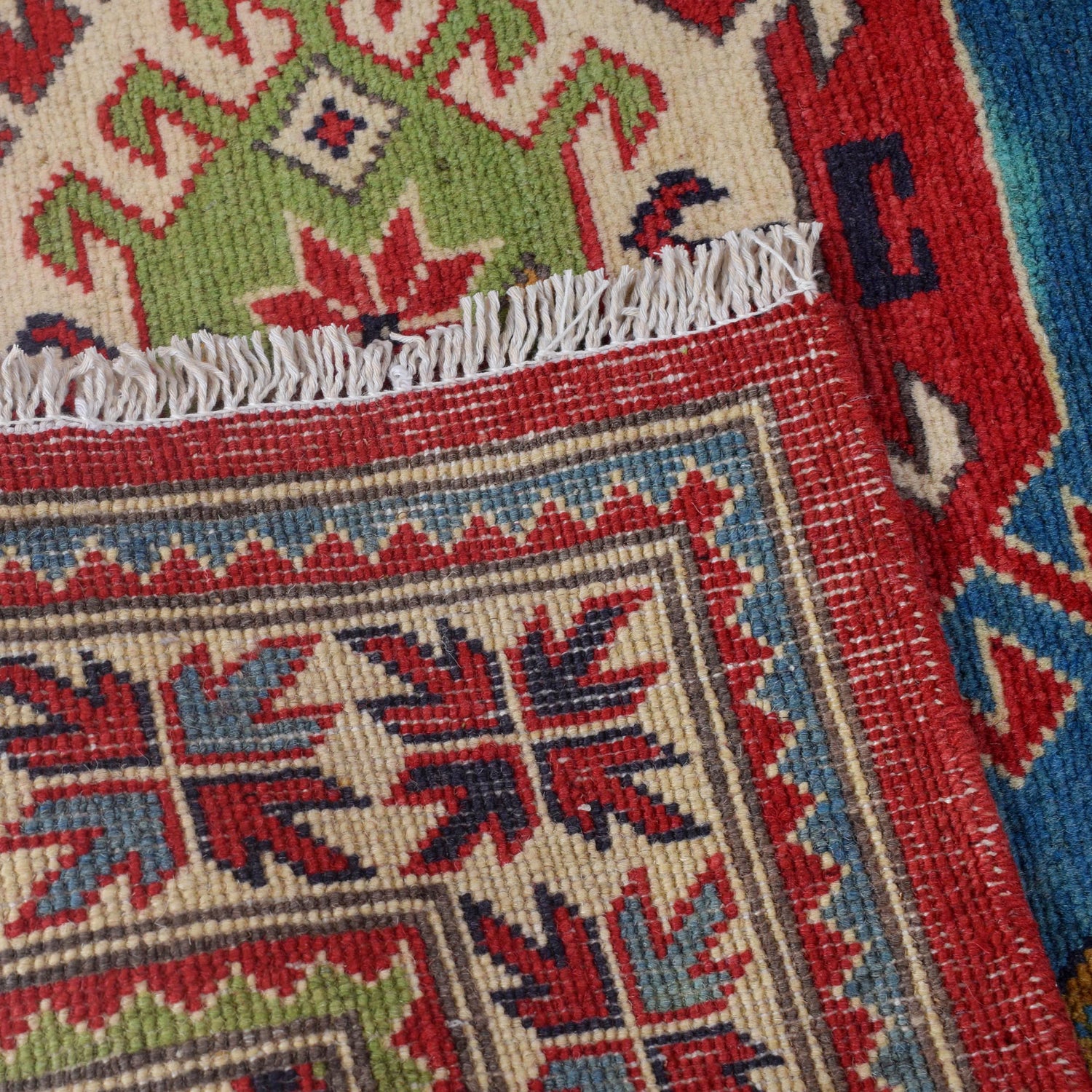 Kazak Rug Handmade Blue Medallion 3x5 ft