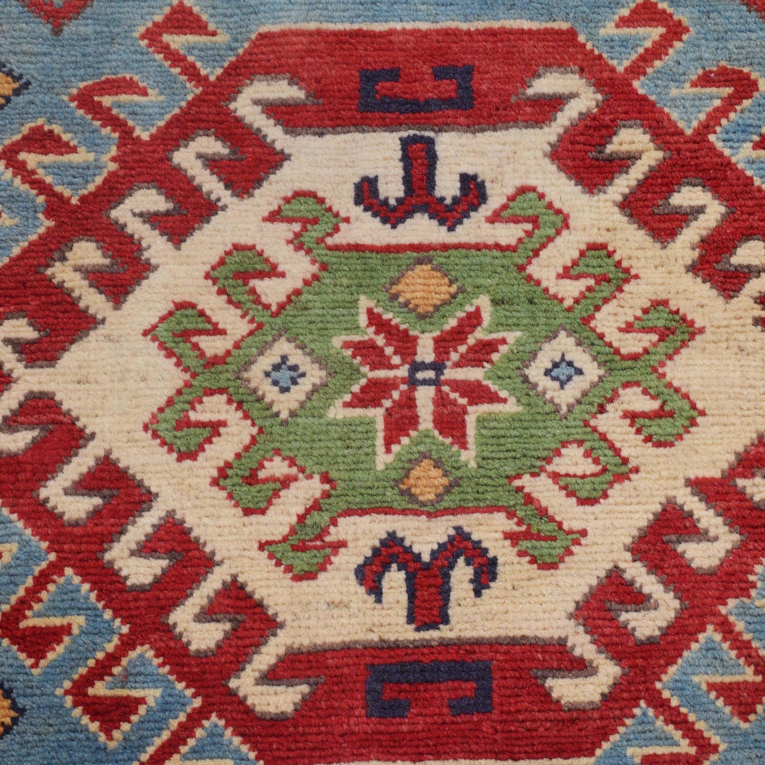 Kazak Rug Handmade Blue Medallion 3x5 ft