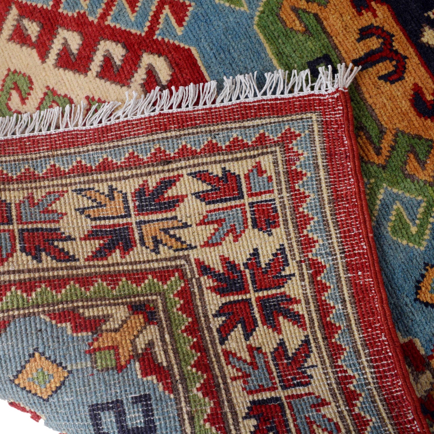 Kazak Rug Handmade Blue Medallion 3x5 ft
