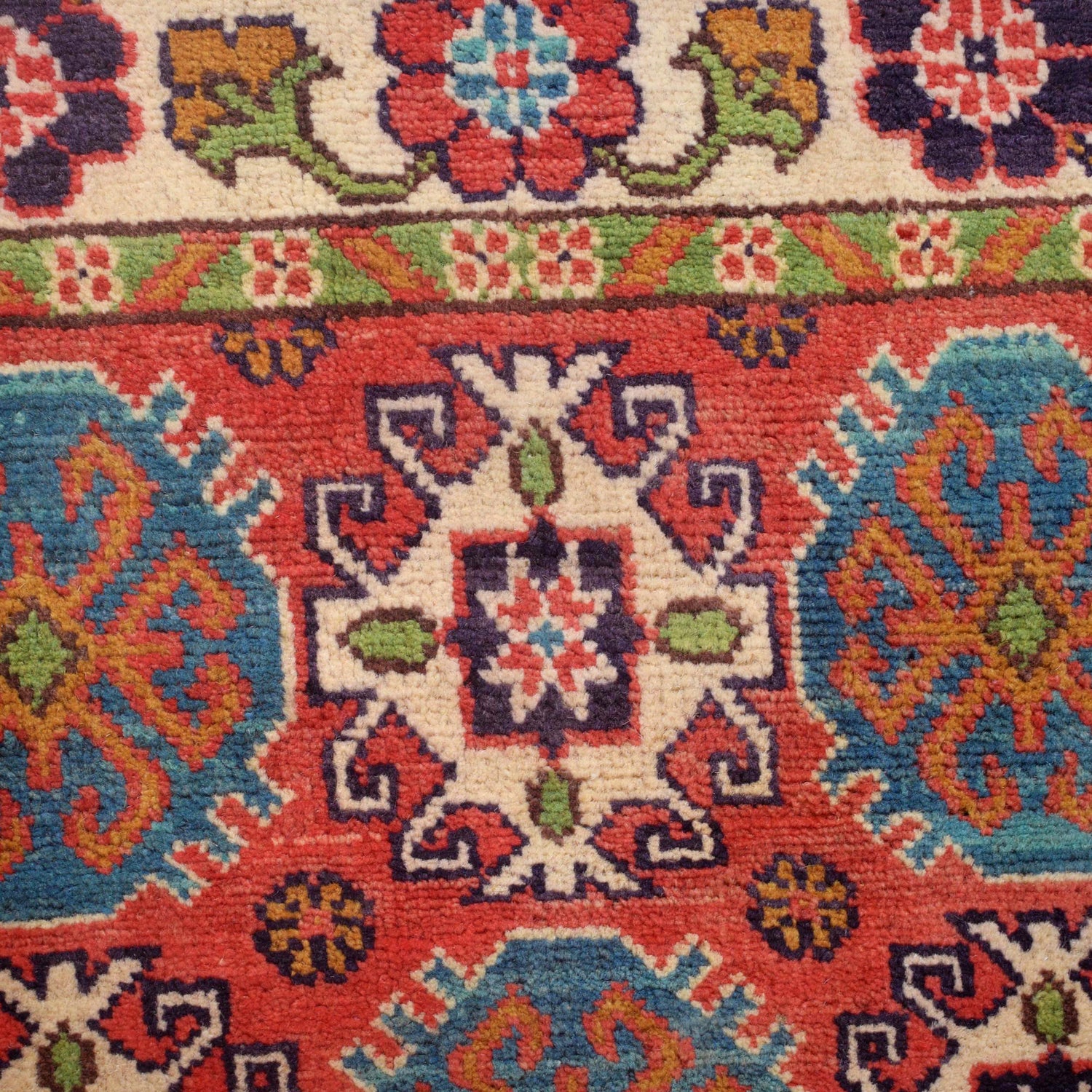 Kazak Rug Handmade Red Medallion 2x4 ft