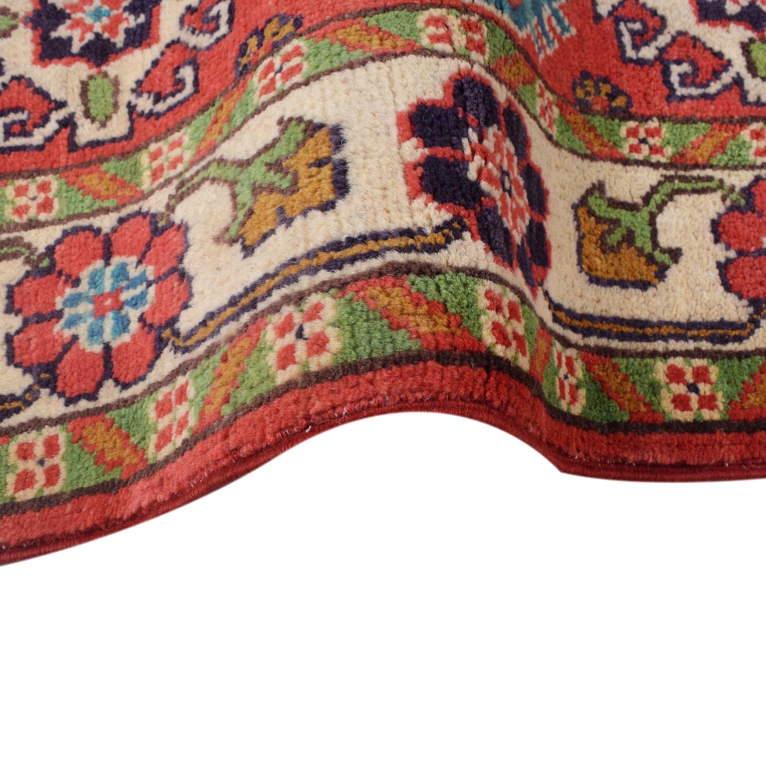 Kazak Rug Handmade Red Medallion 2x4 ft