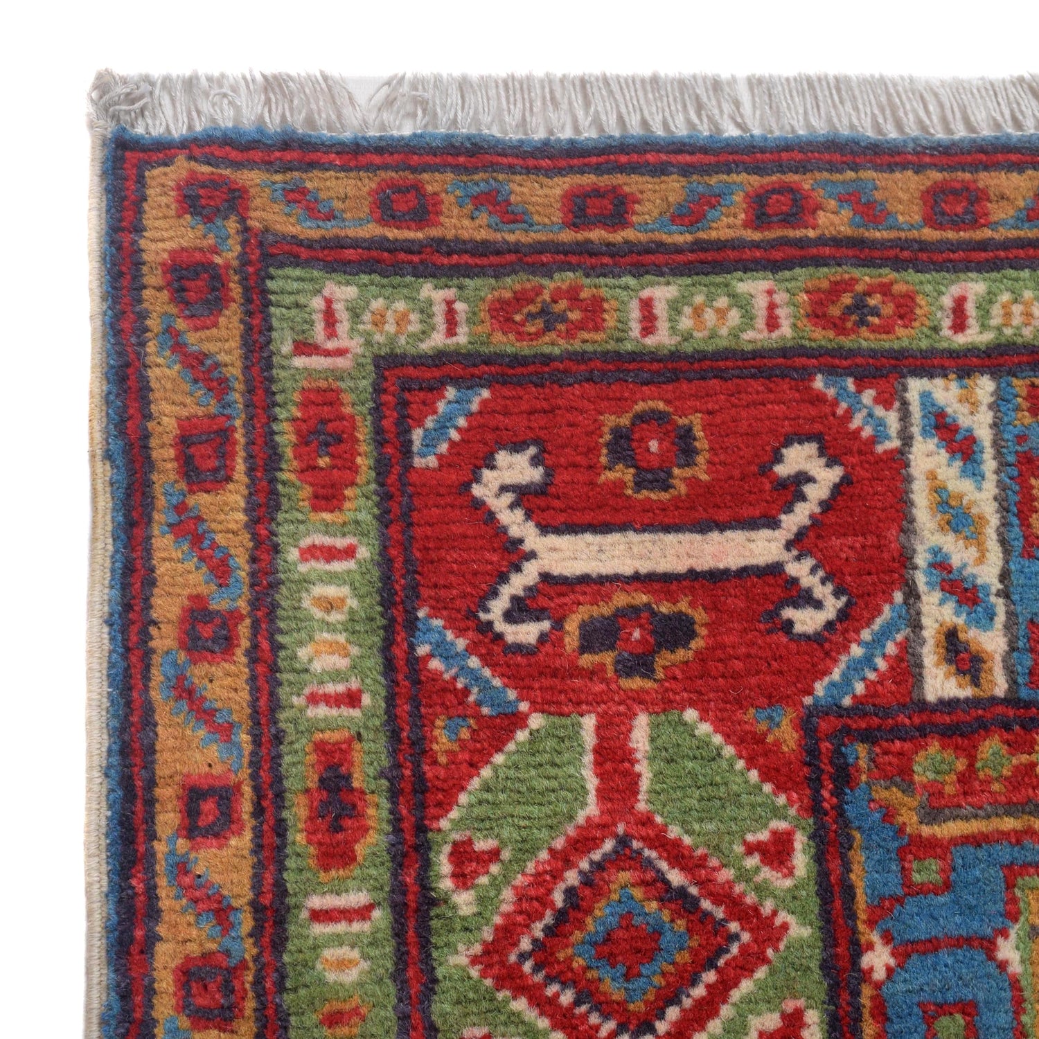 Kazak Rug Handmade Beige Medallion 4x7 ft