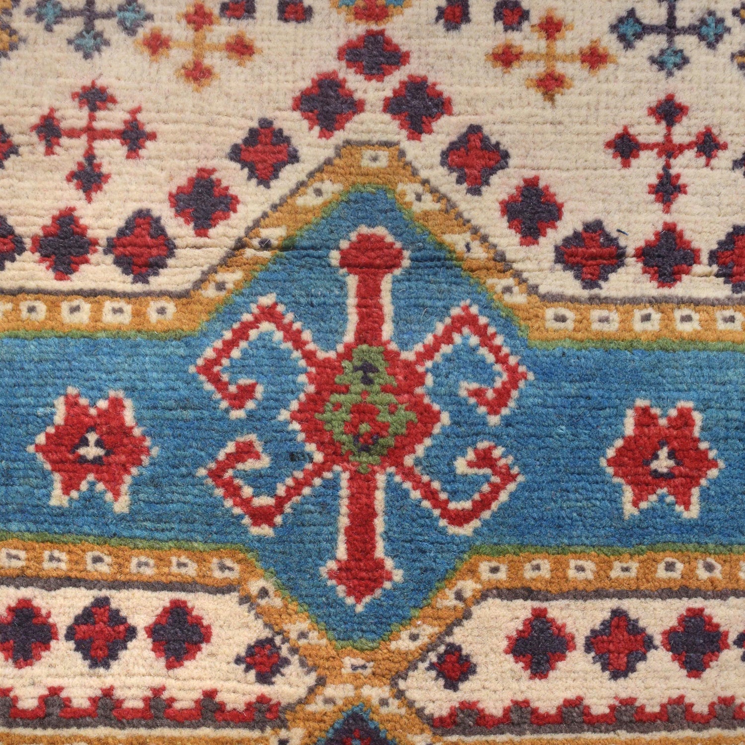 Kazak Rug Handmade Beige Medallion 4x7 ft