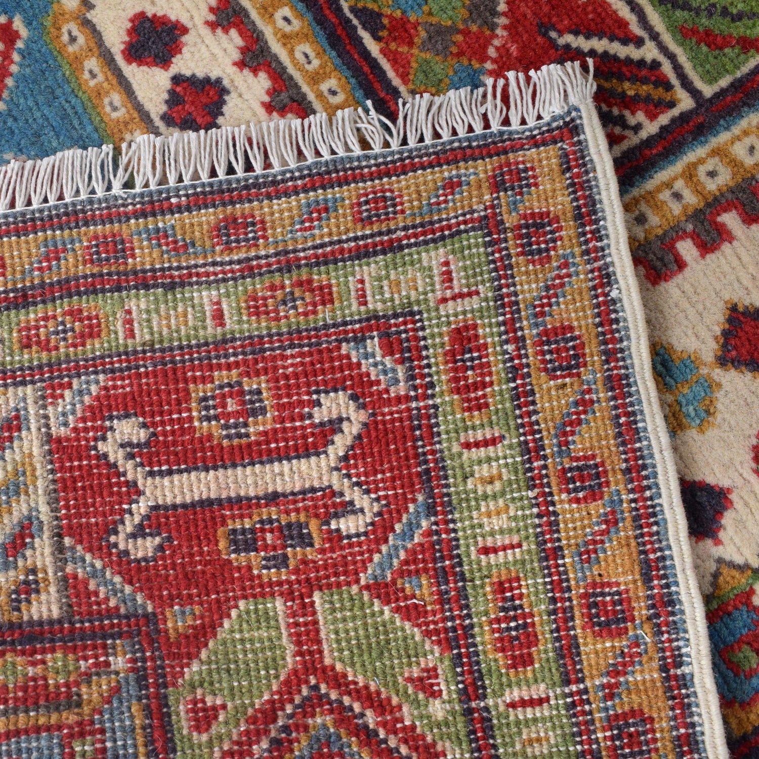 Kazak Rug Handmade Beige Medallion 4x7 ft