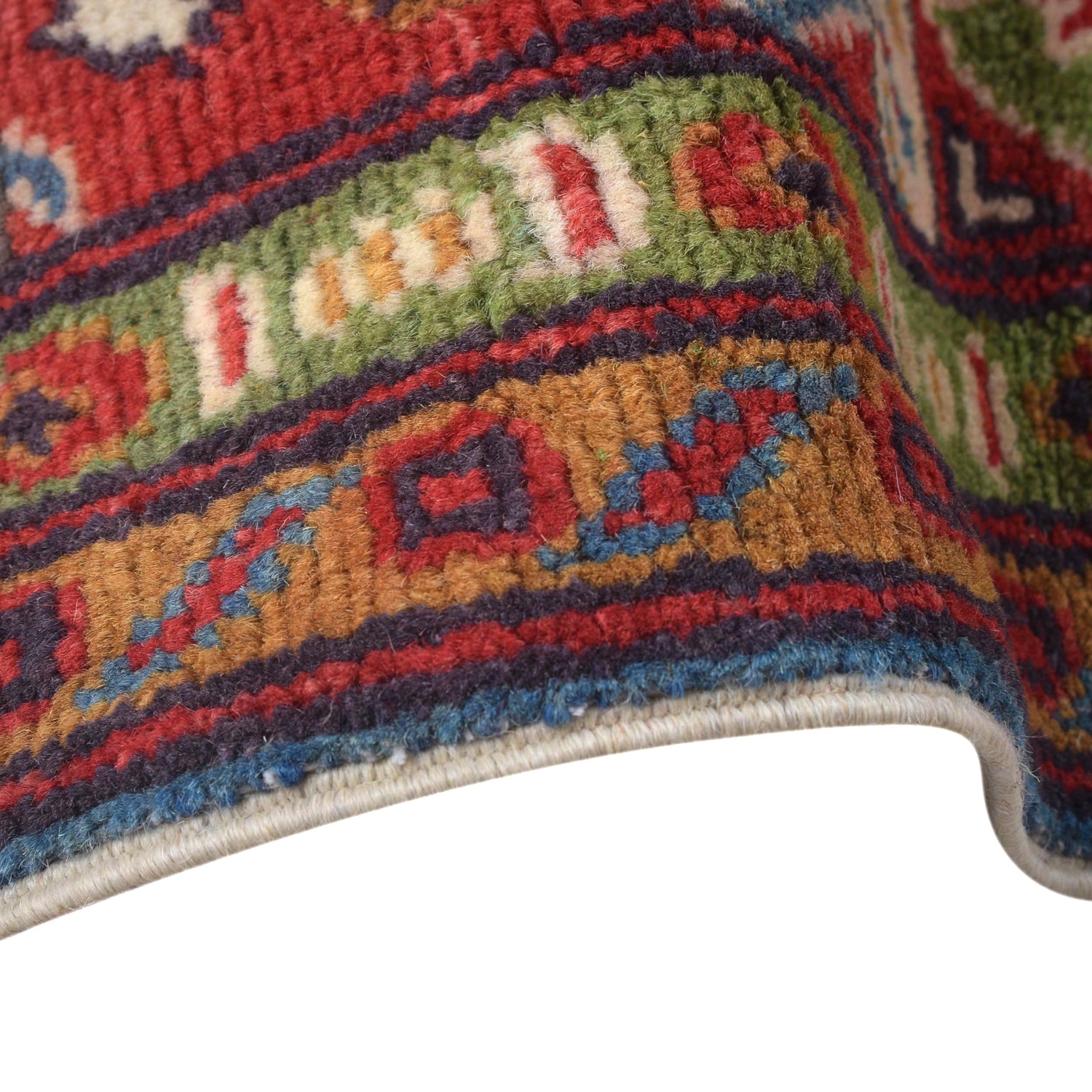 Kazak Rug Handmade Beige Medallion 4x7 ft