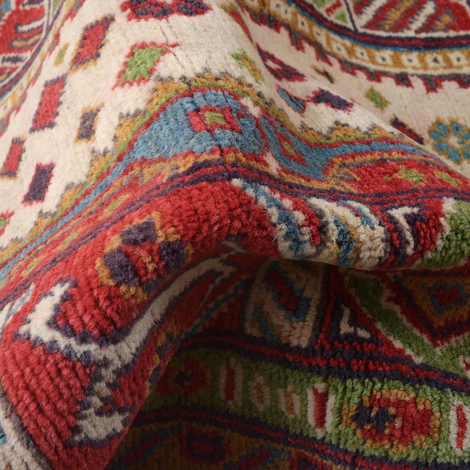 Kazak Rug Handmade Beige Medallion 4x7 ft