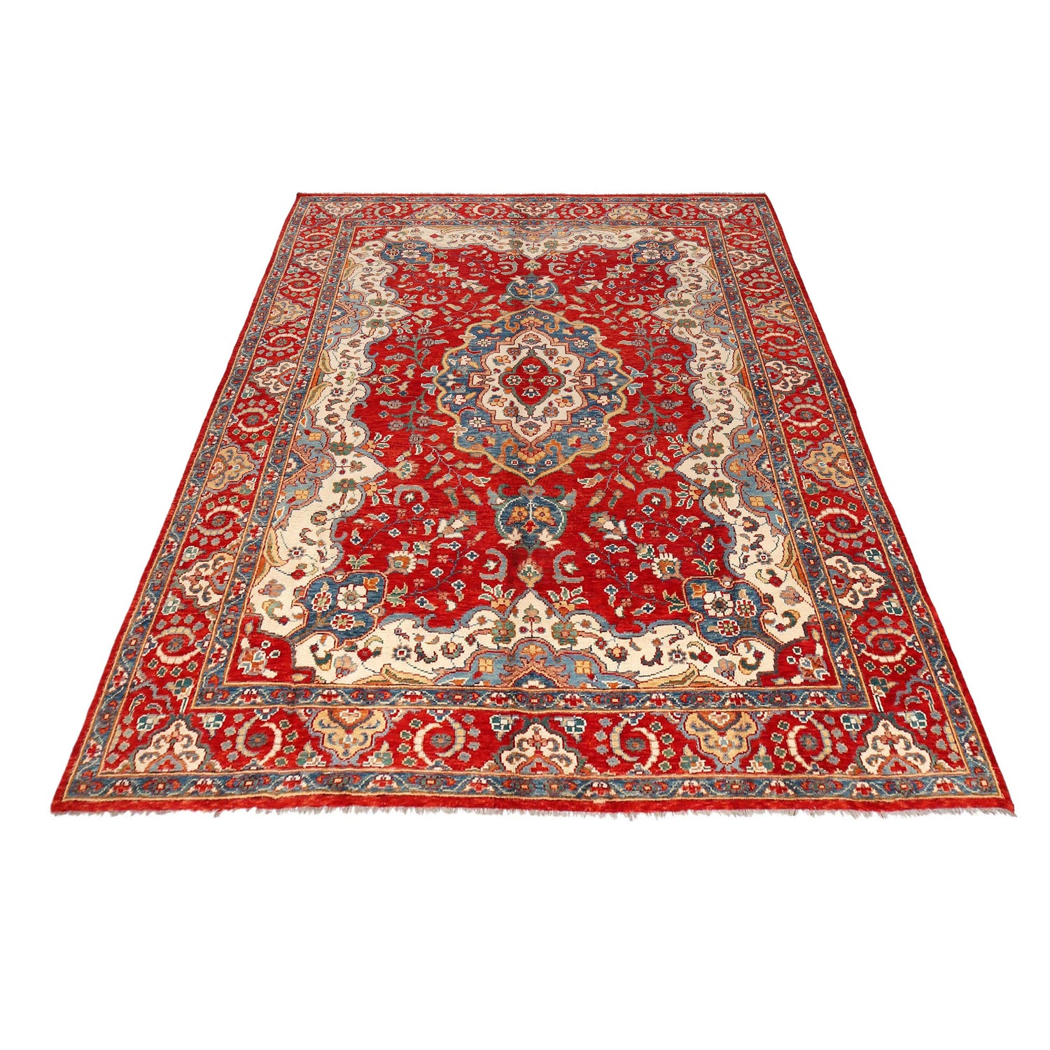 Heriz Area Rug Handmade Red Medallion 9x12 ft