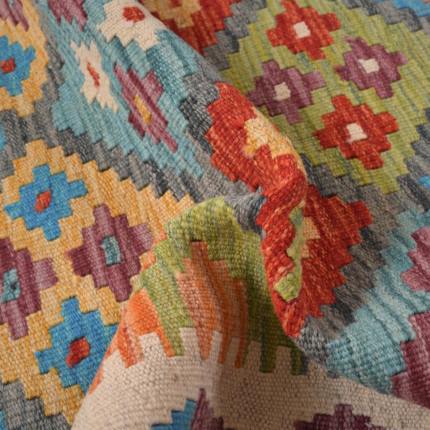 Handmade Multi Kilim Geometric 10' Runner