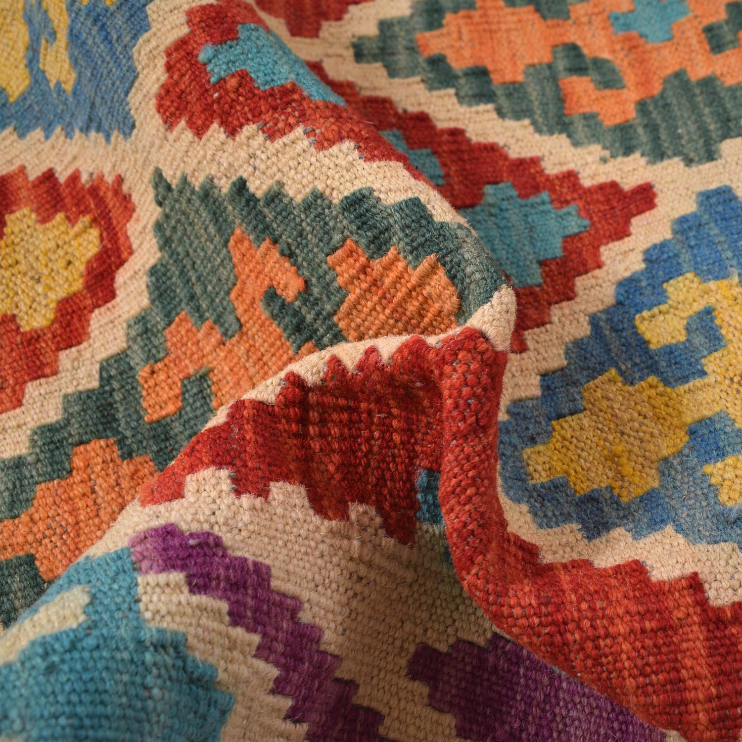 Handmade Multi Kilim Geometric 10' Runner