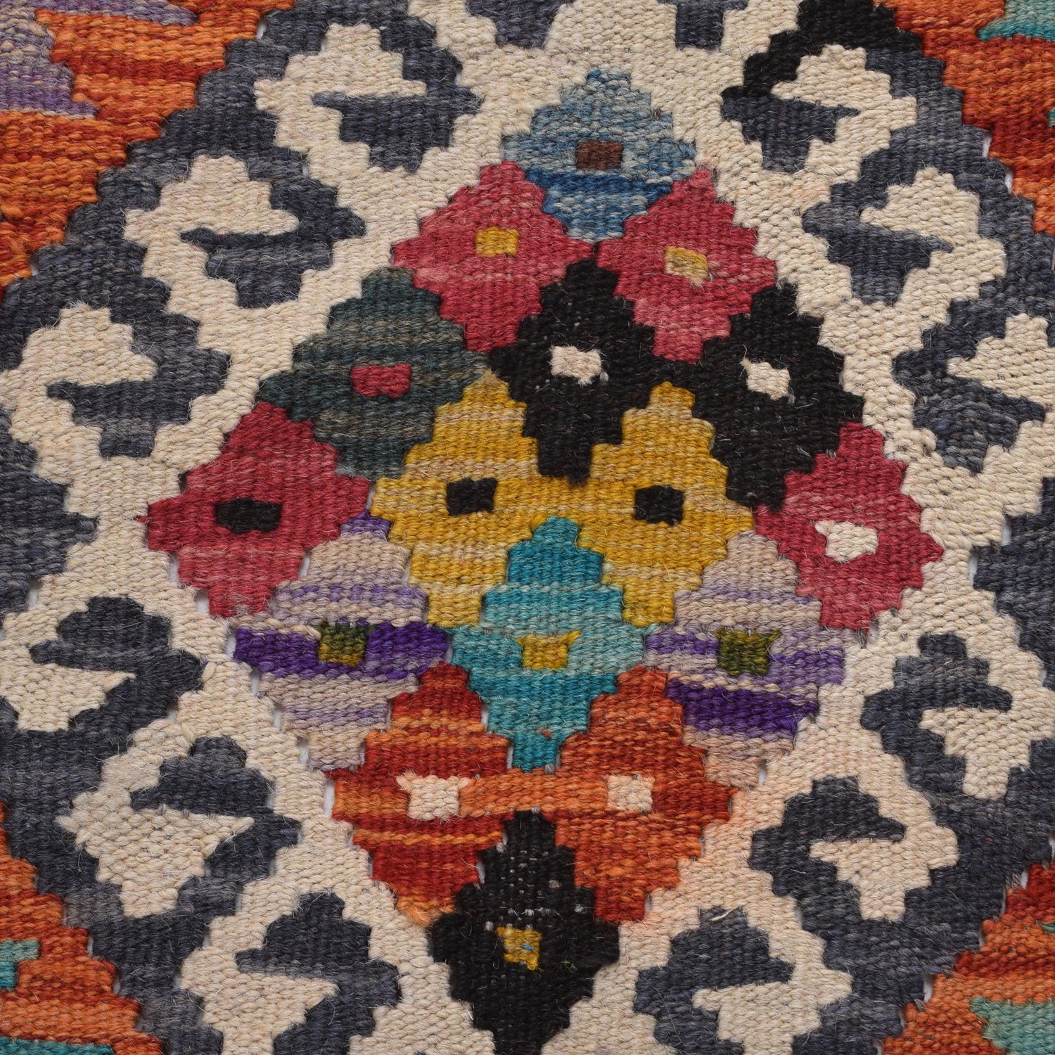 Handmade Multi Kilim Geometric 10' Runner
