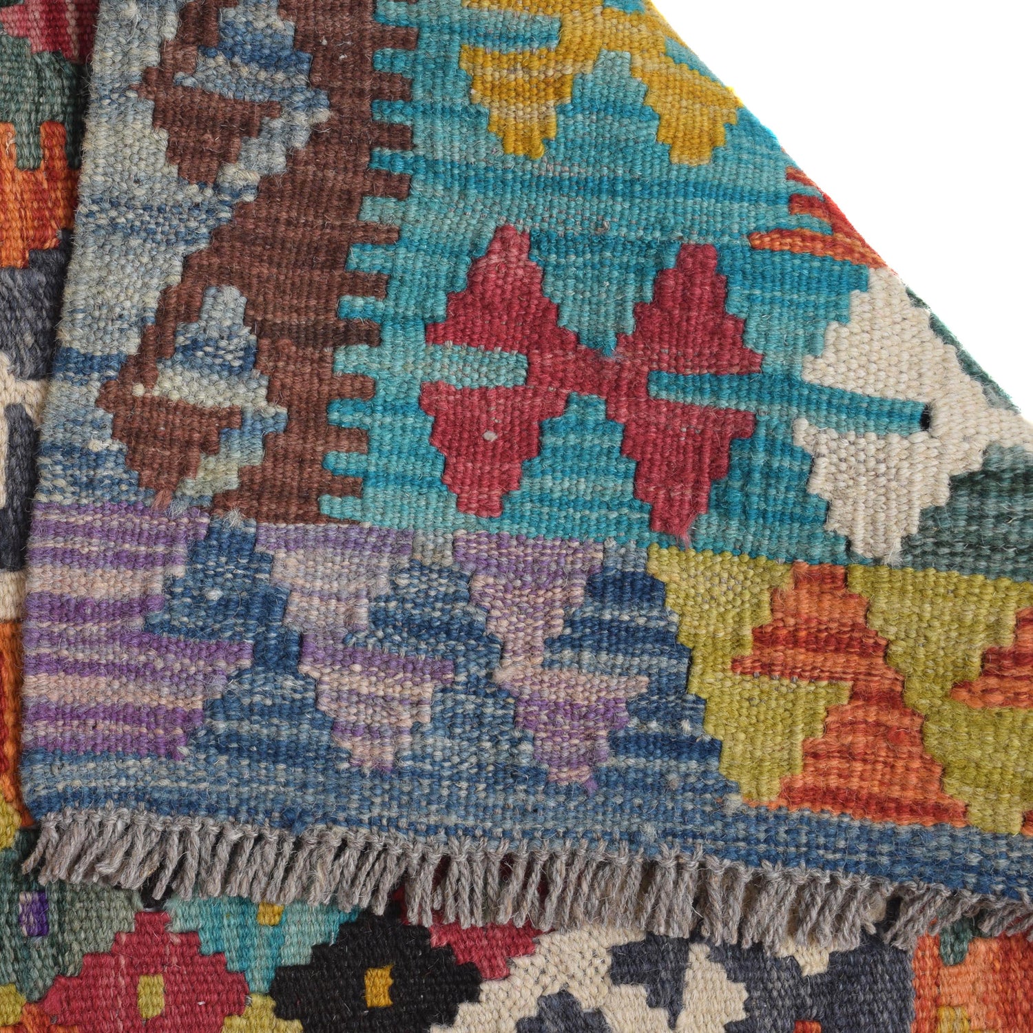 Handmade Multi Kilim Geometric 10' Runner
