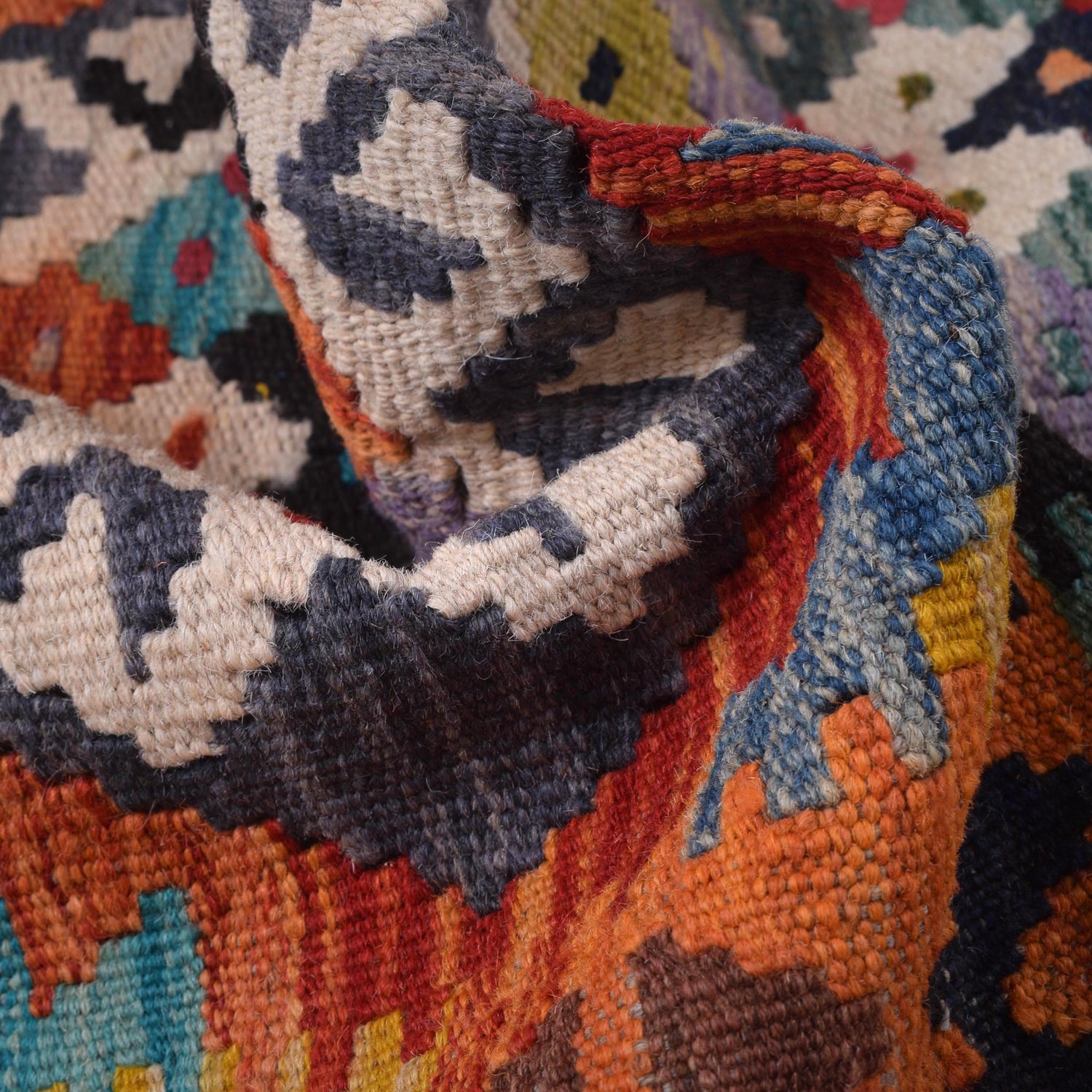 Handmade Multi Kilim Geometric 10' Runner
