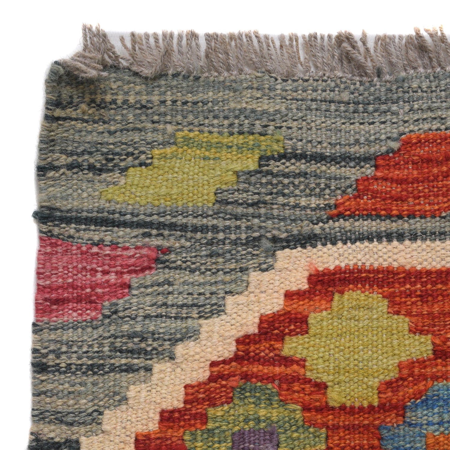 Handmade Multi Kilim Geometric 10' Runner