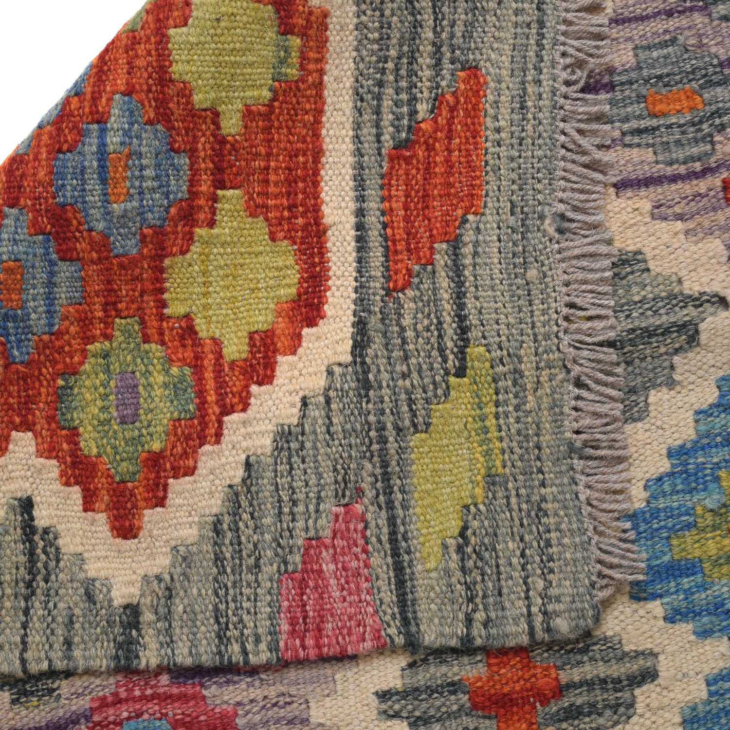 Handmade Multi Kilim Geometric 10' Runner
