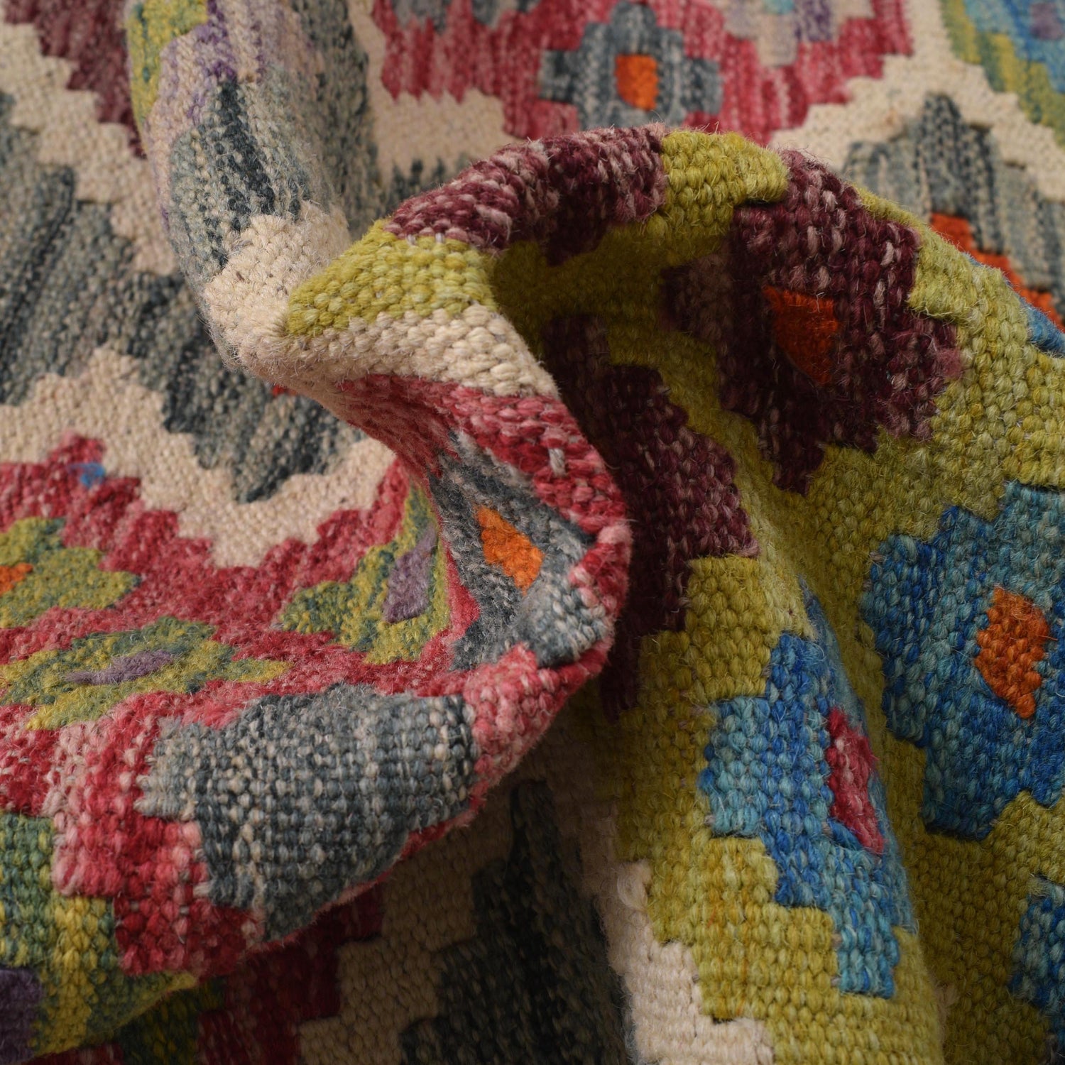Handmade Multi Kilim Geometric 10' Runner