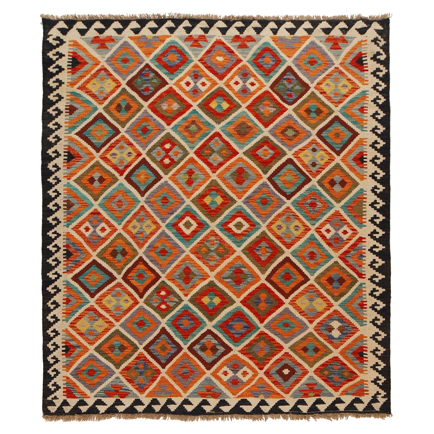 Handmade Multi Kilim Geometric 4x7 ft