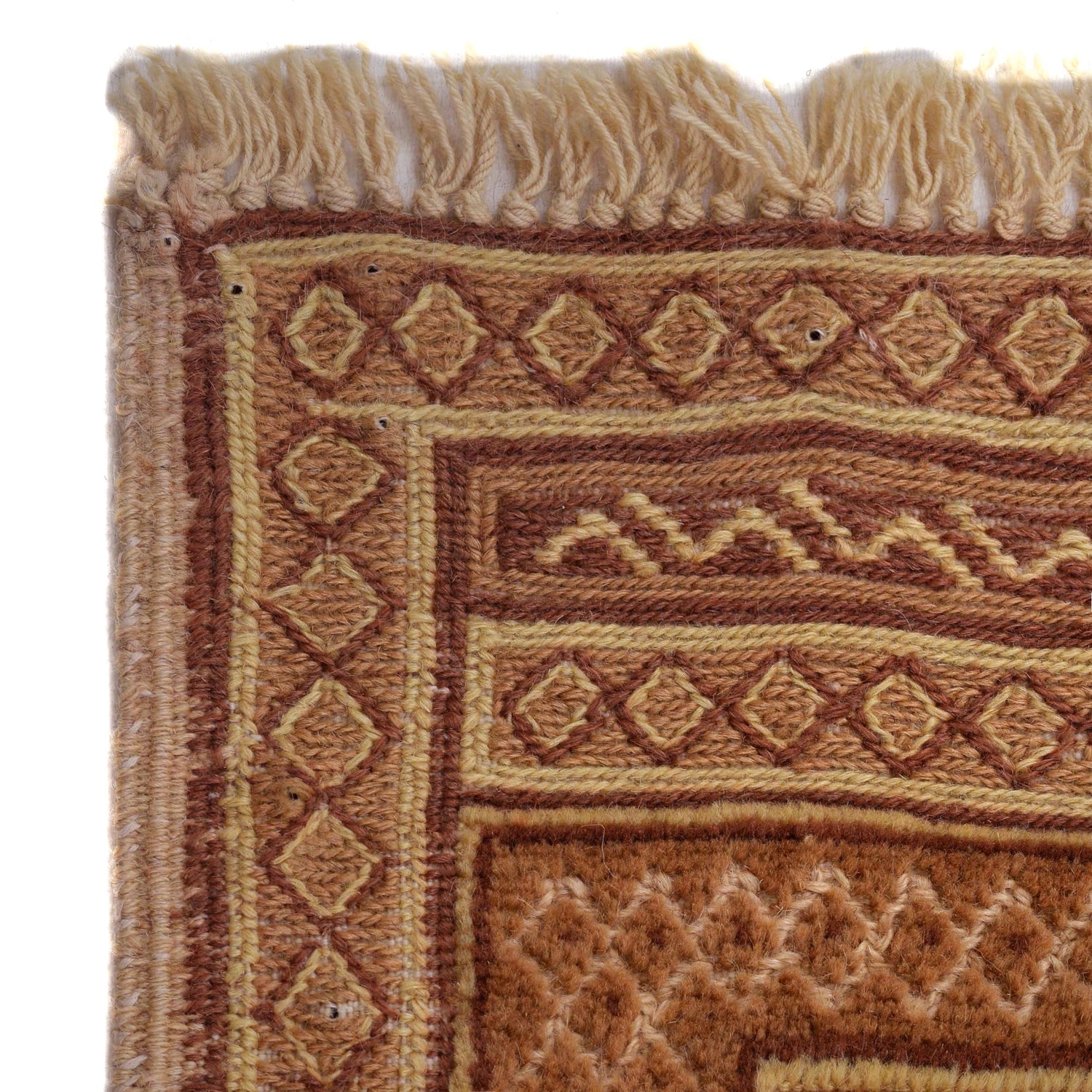 Nakhunak Kilim Area Rug Handmade Yellow Geometric 4x6 ft