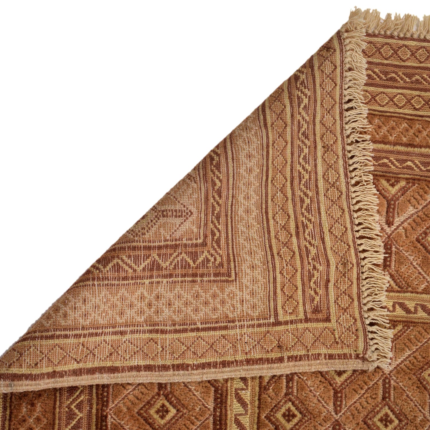 Nakhunak Kilim Area Rug Handmade Yellow Geometric 4x6 ft