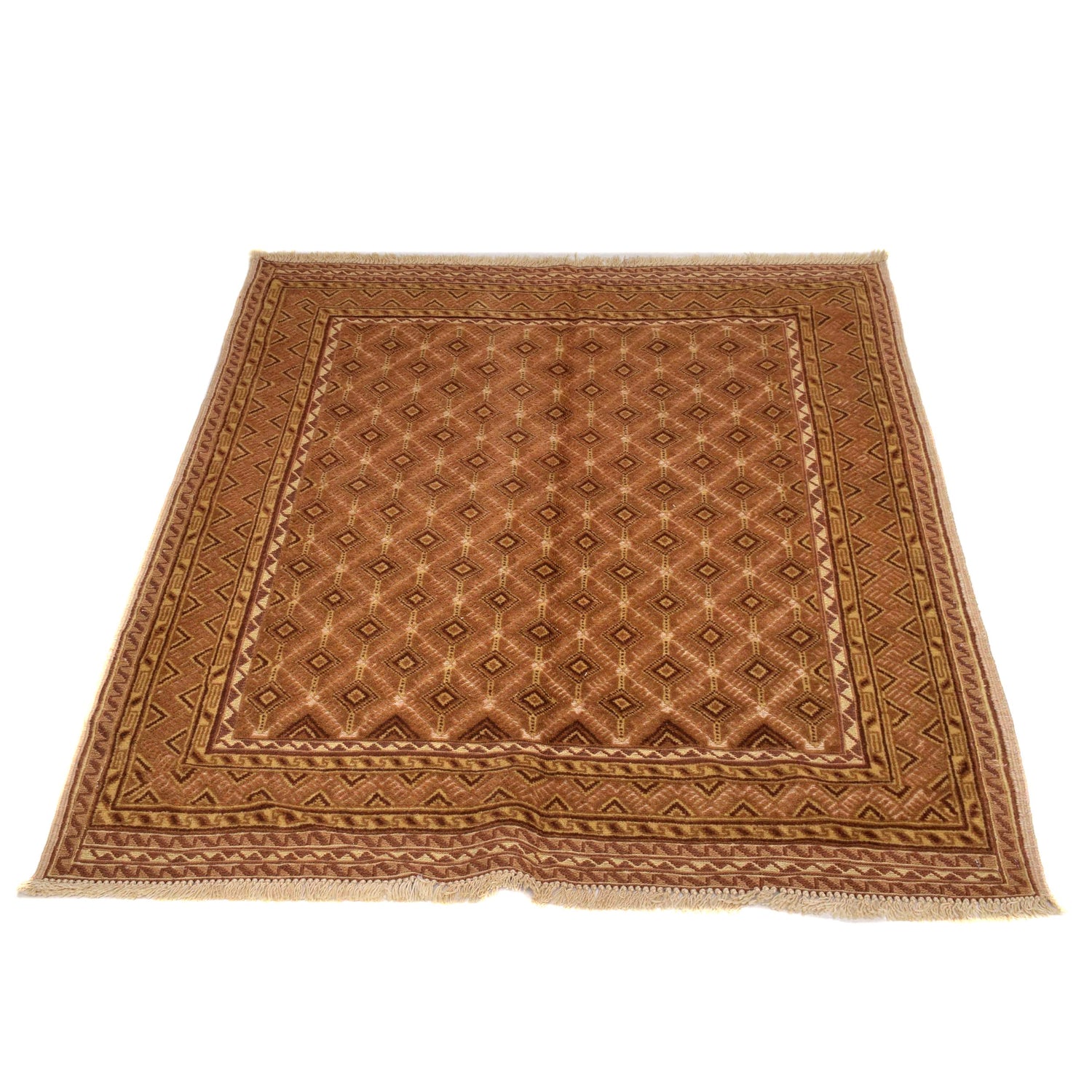 Nakhunak Kilim Area Rug Handmade Yellow Geometric 2x4 ft