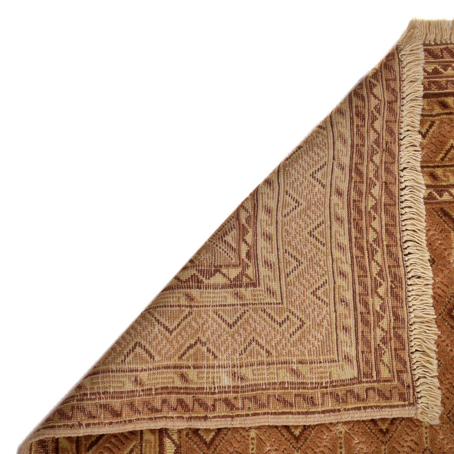Nakhunak Kilim Area Rug Handmade Yellow Geometric 2x4 ft