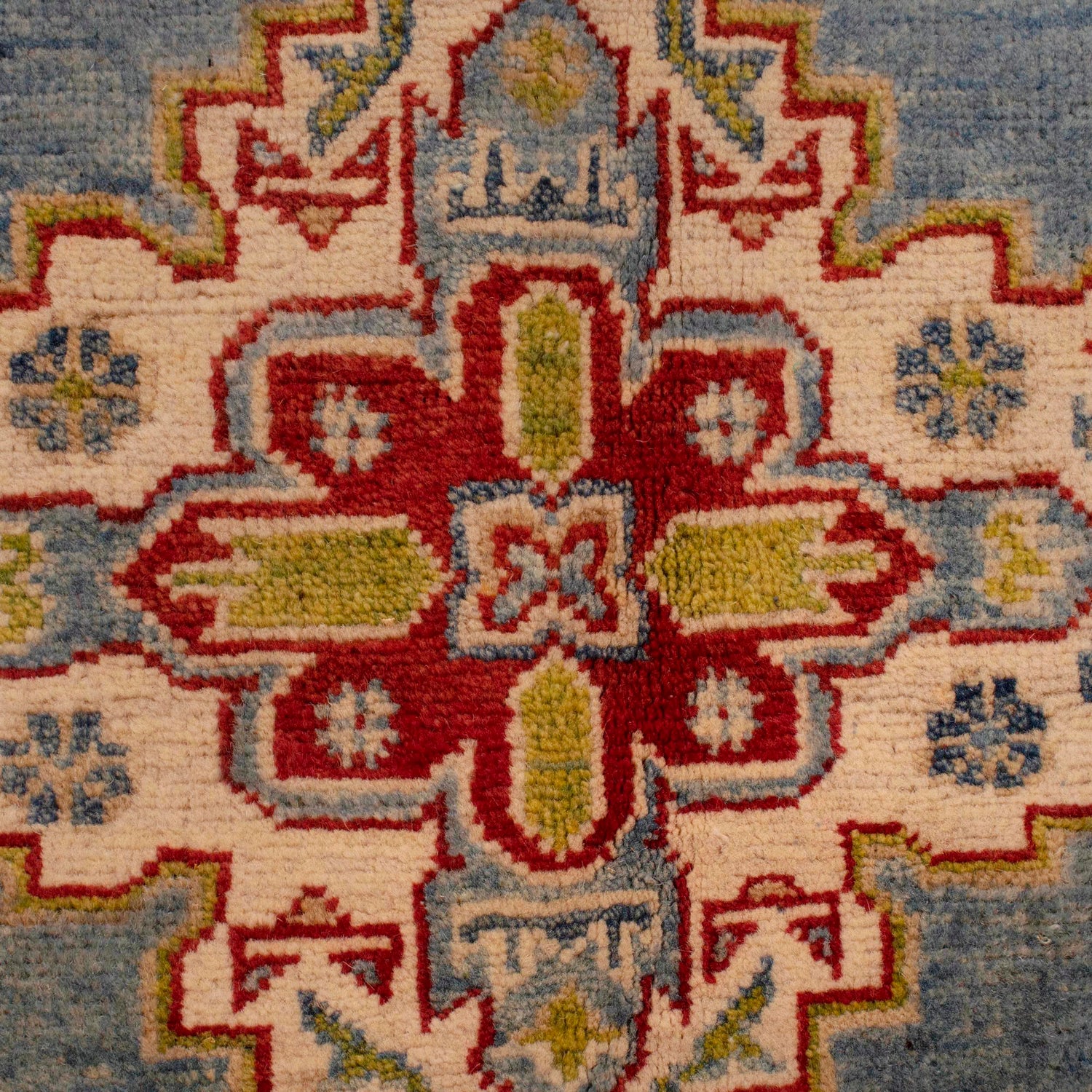 Kazak Rug Handmade Blue Medallion 4x6 ft
