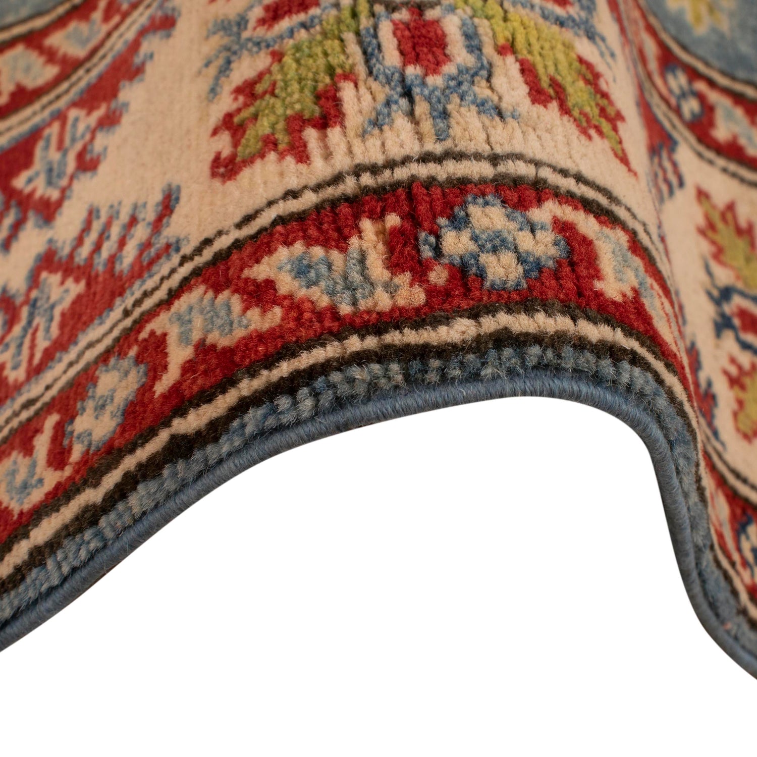 Kazak Rug Handmade Blue Medallion 4x6 ft