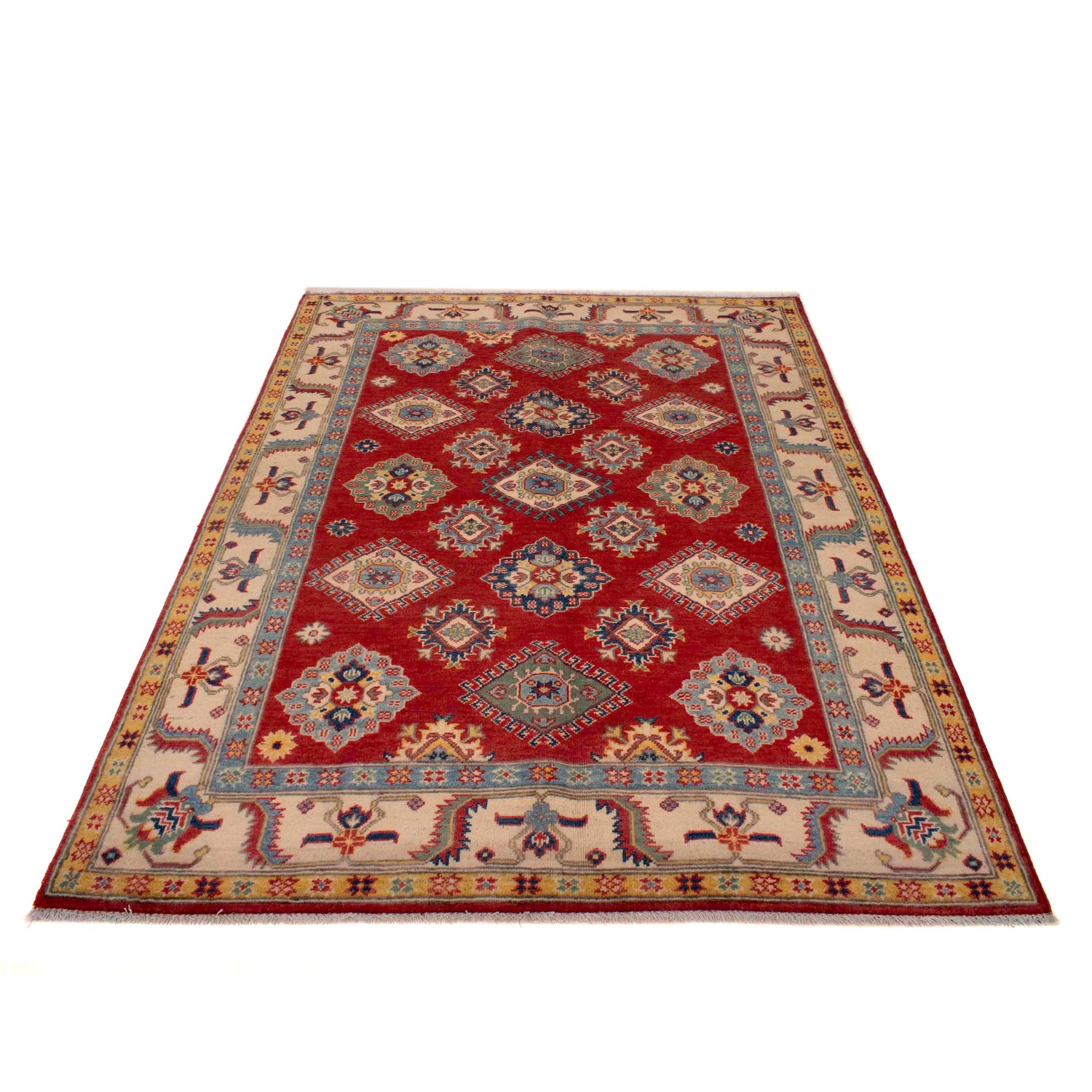 Kazak Rug Handmade Red Medallion 4x7 ft
