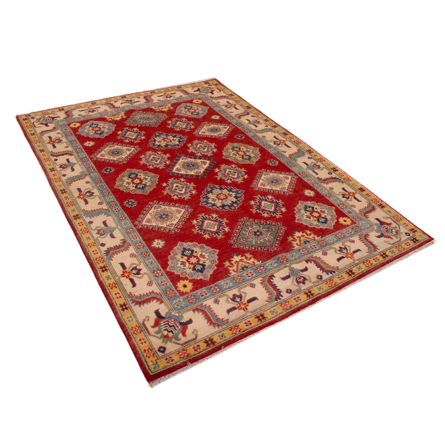 Kazak Rug Handmade Red Medallion 4x7 ft