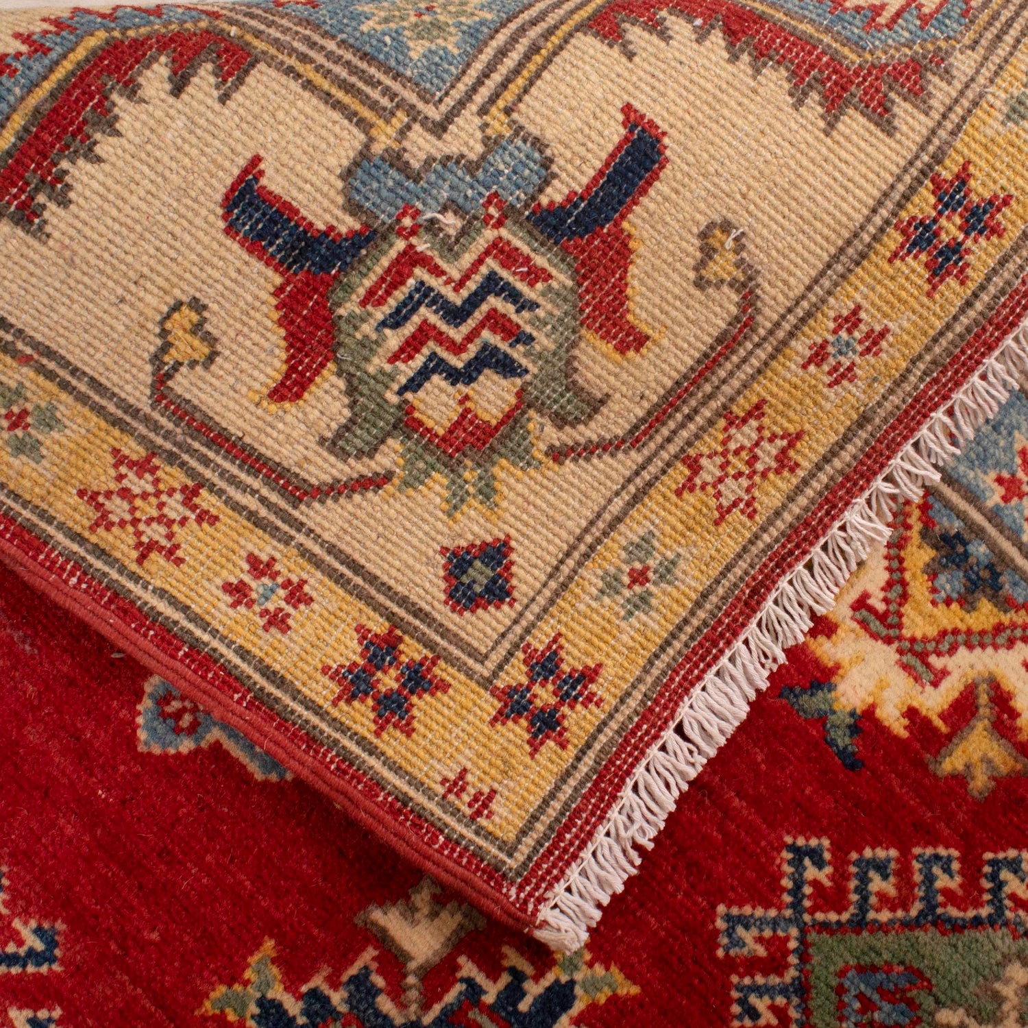 Kazak Rug Handmade Red Medallion 4x7 ft