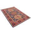 Kazak Rug Handmade Blue Medallion 4x6 ft