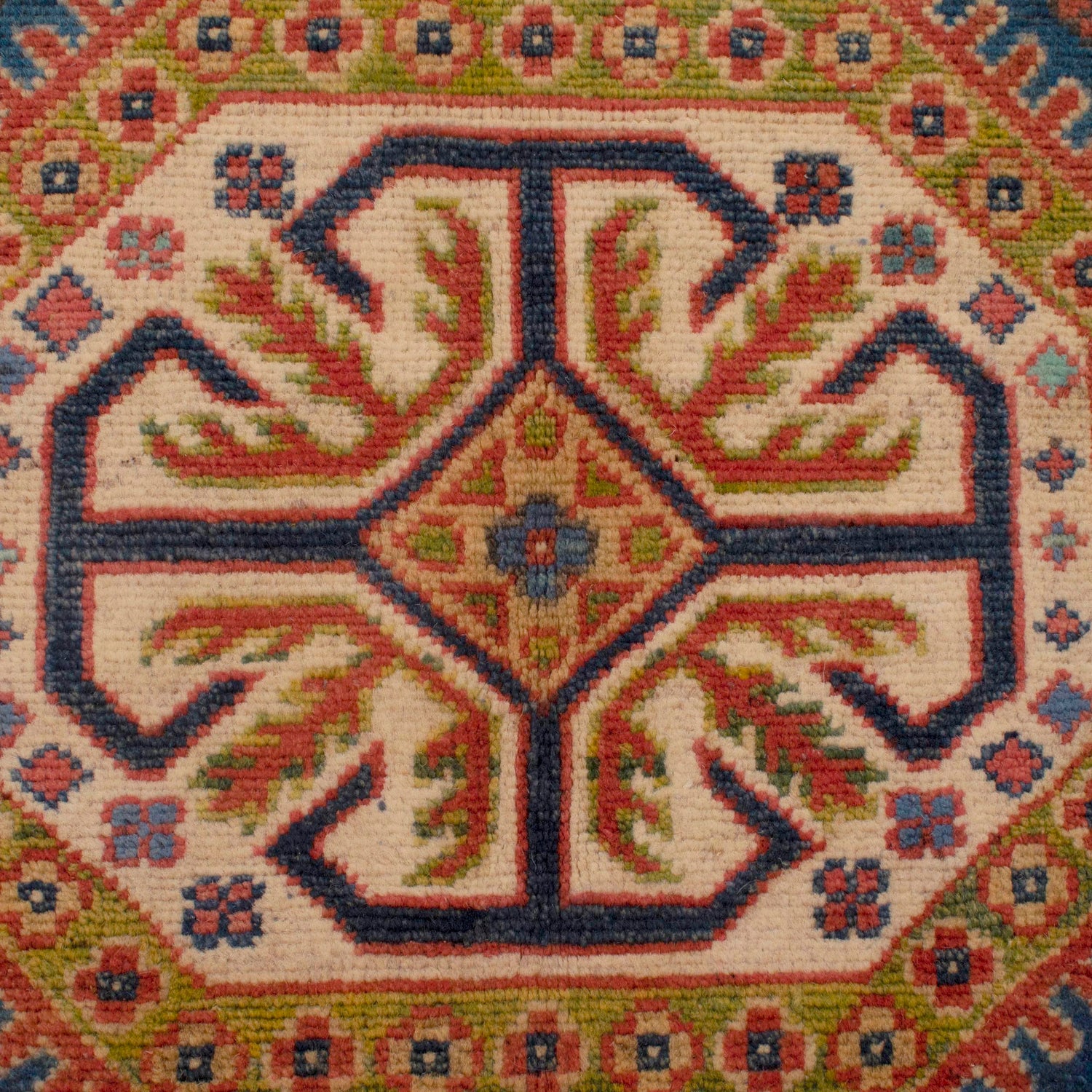 Kazak Rug Handmade Blue Medallion 4x6 ft