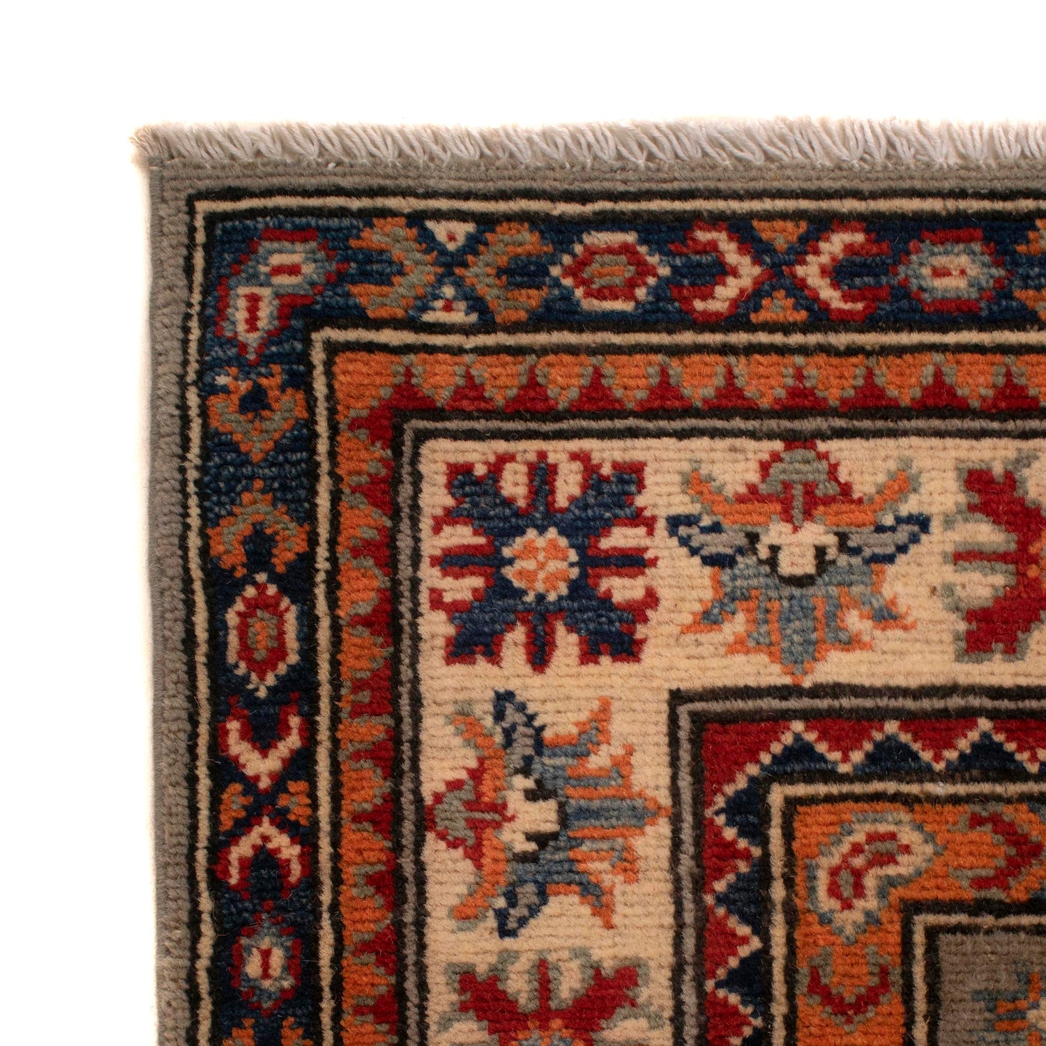 Kazak Rug Handmade Gray Medallion 4x7 ft