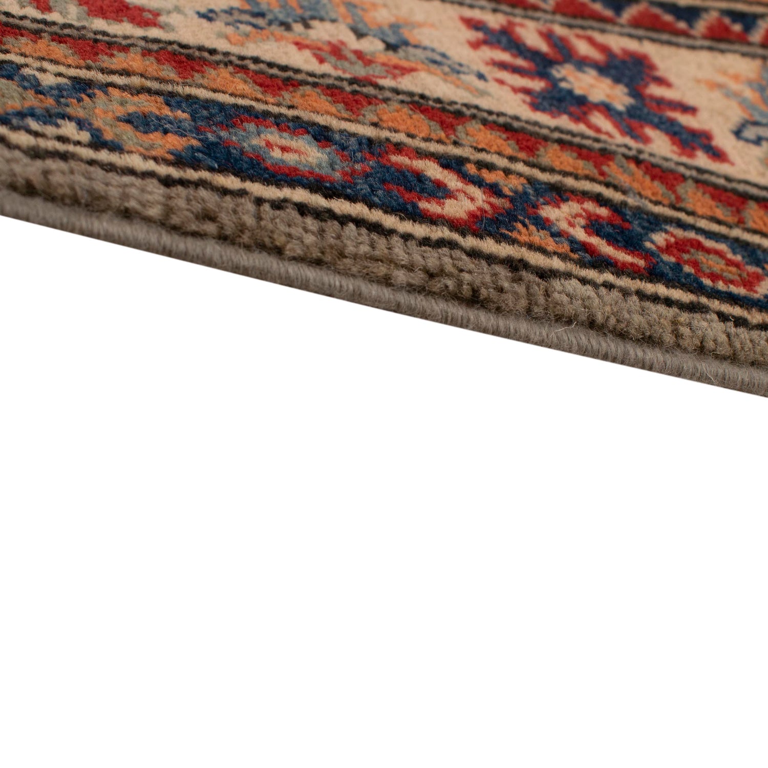 Kazak Rug Handmade Gray Medallion 4x7 ft