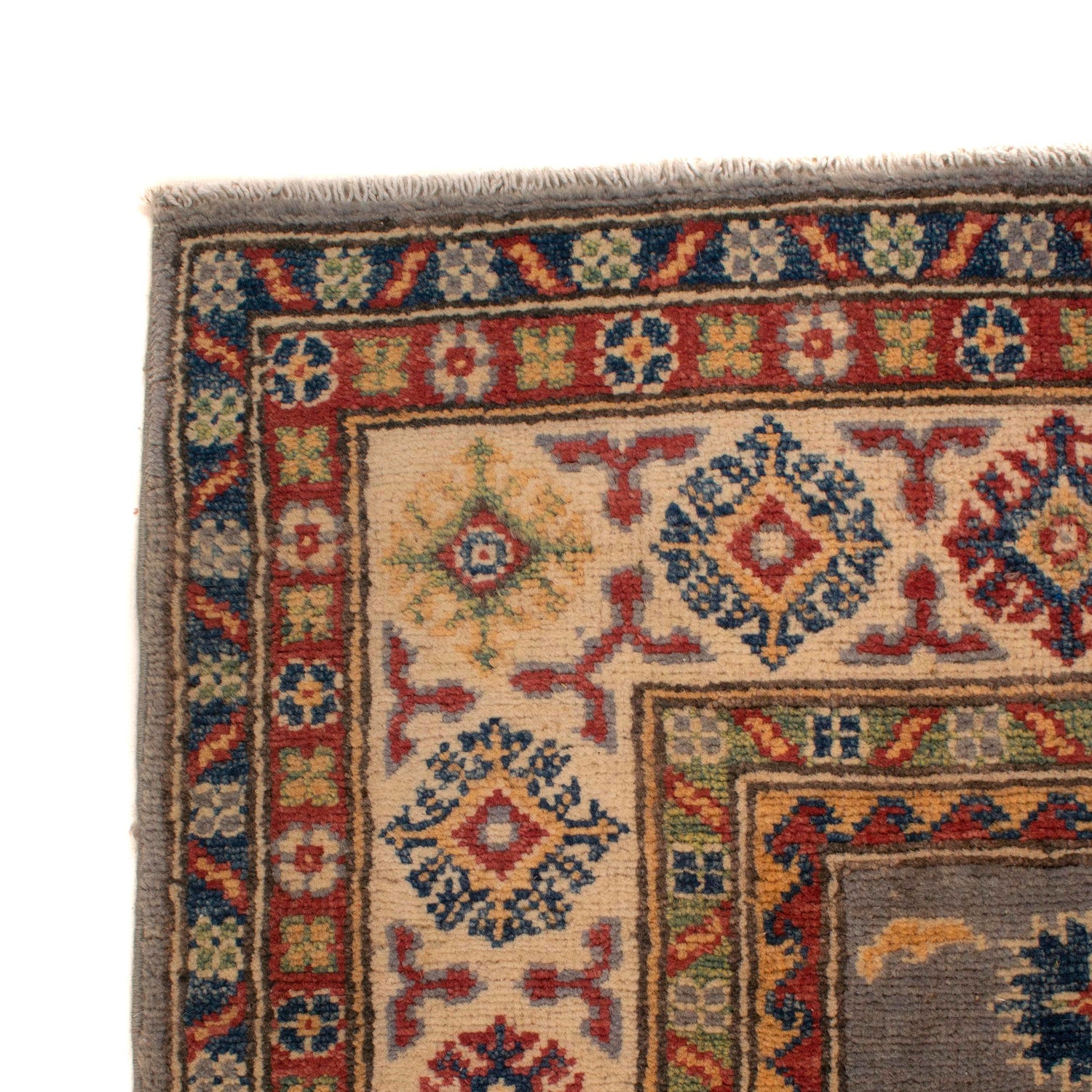 Kazak Rug Handmade Gray Medallion 4x6 ft