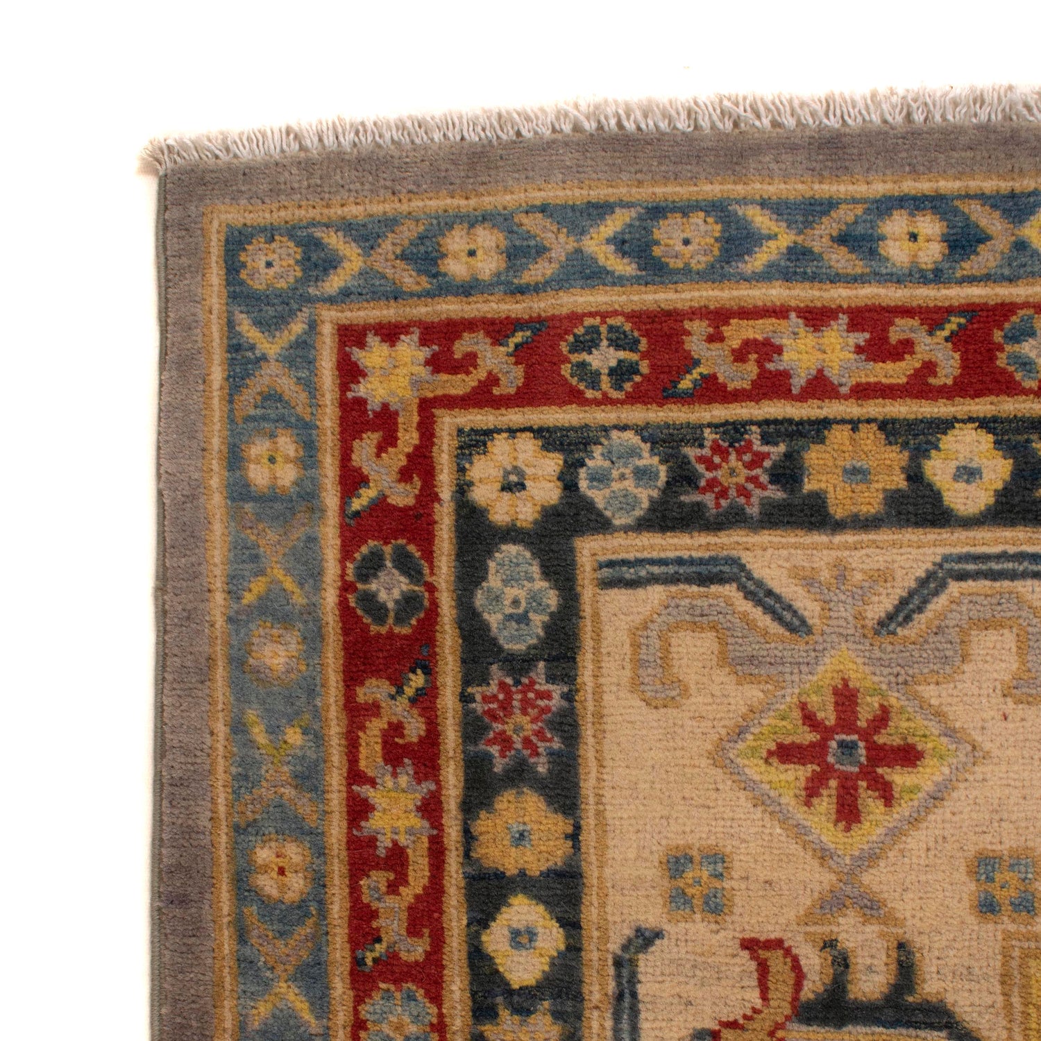 Kazak Rug Handmade Gray Medallion 8x10 ft