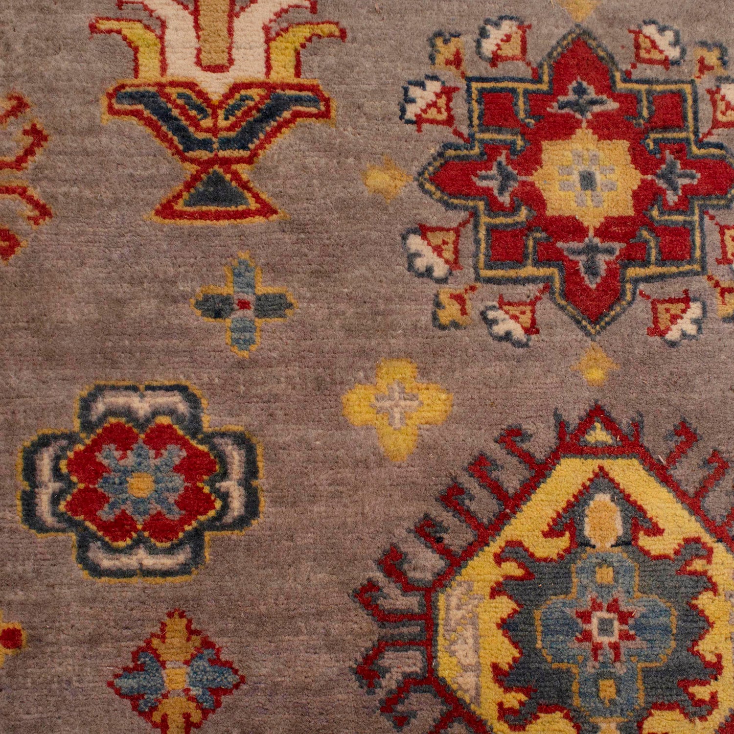 Kazak Rug Handmade Gray Medallion 8x10 ft