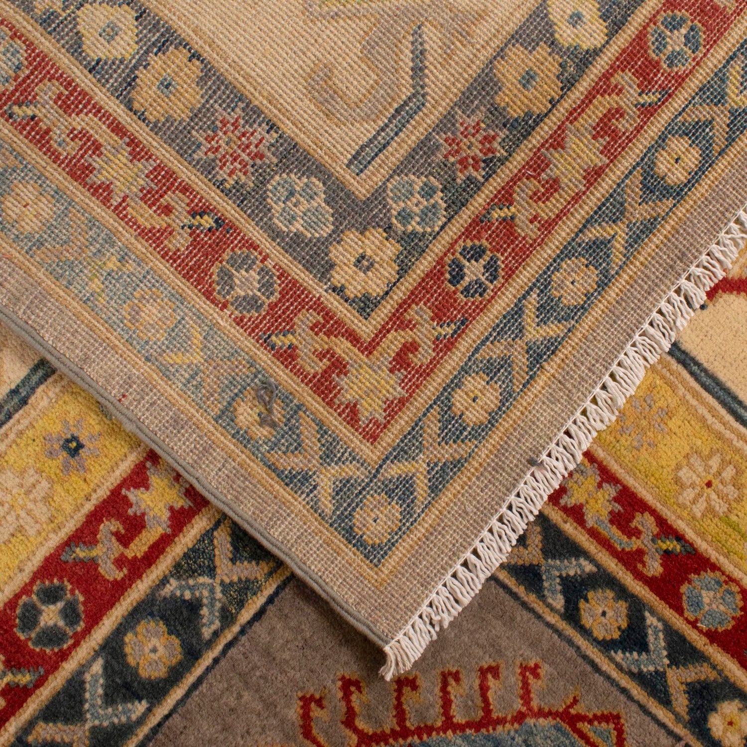 Kazak Rug Handmade Gray Medallion 8x10 ft