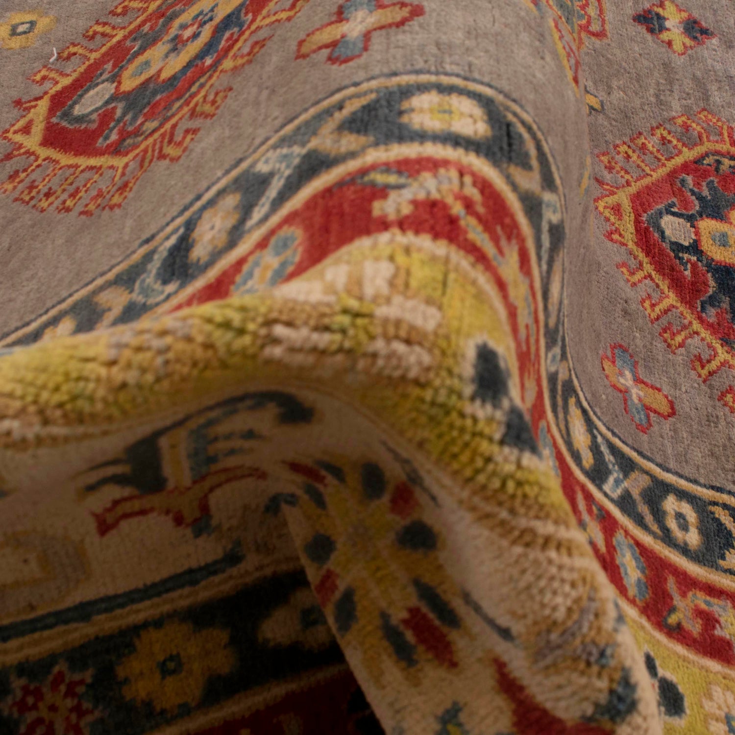Kazak Rug Handmade Gray Medallion 8x10 ft