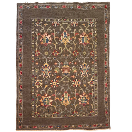 Sultani Area Rug Handmade Brown Floral 4x7 ft