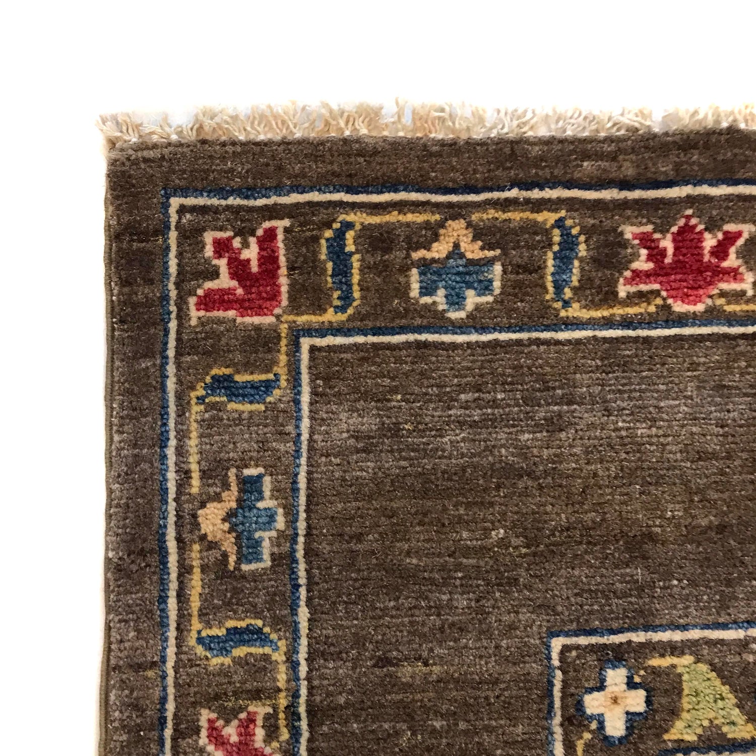 Sultani Area Rug Handmade Brown Floral 4x7 ft
