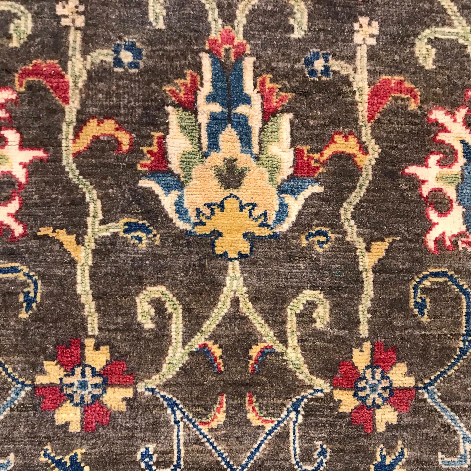 Sultani Area Rug Handmade Brown Floral 4x7 ft