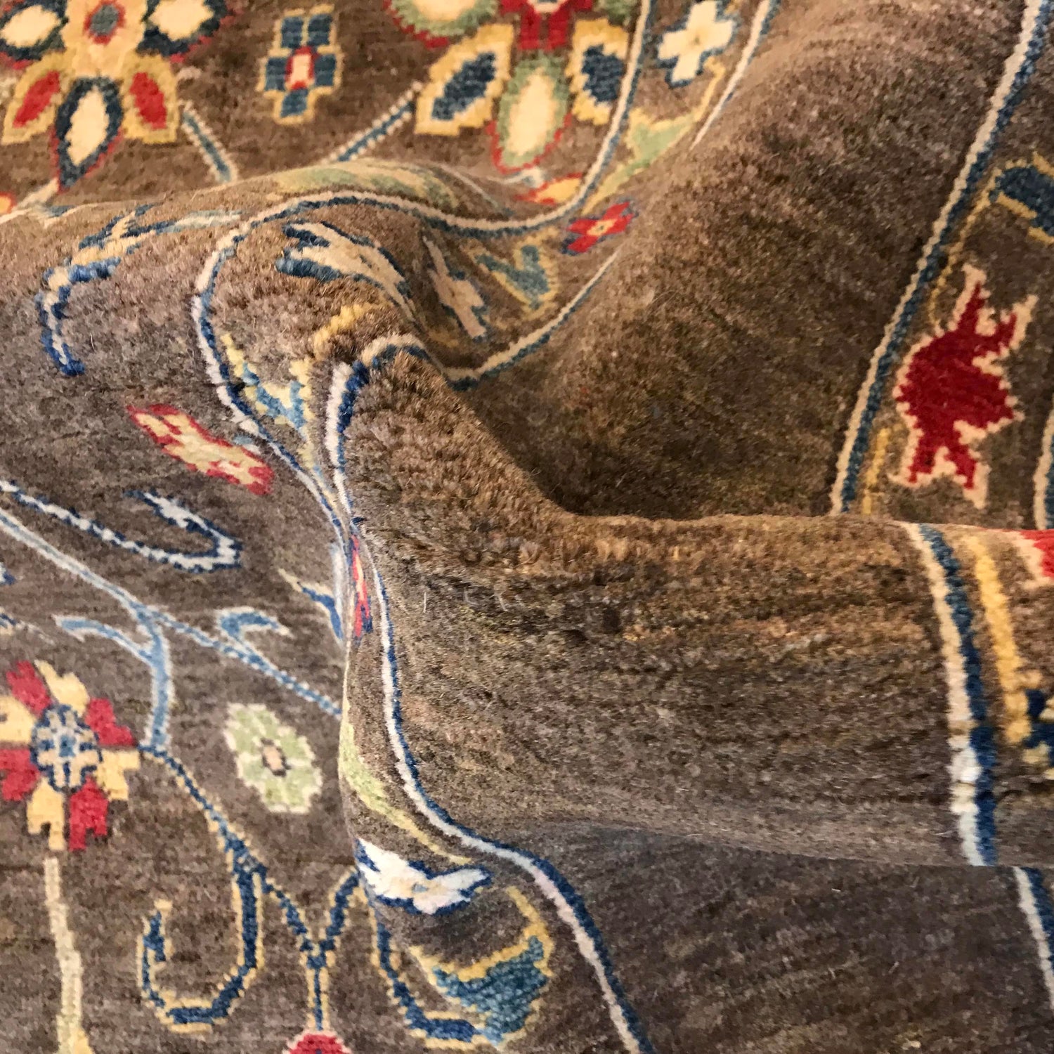 Sultani Area Rug Handmade Brown Floral 4x7 ft