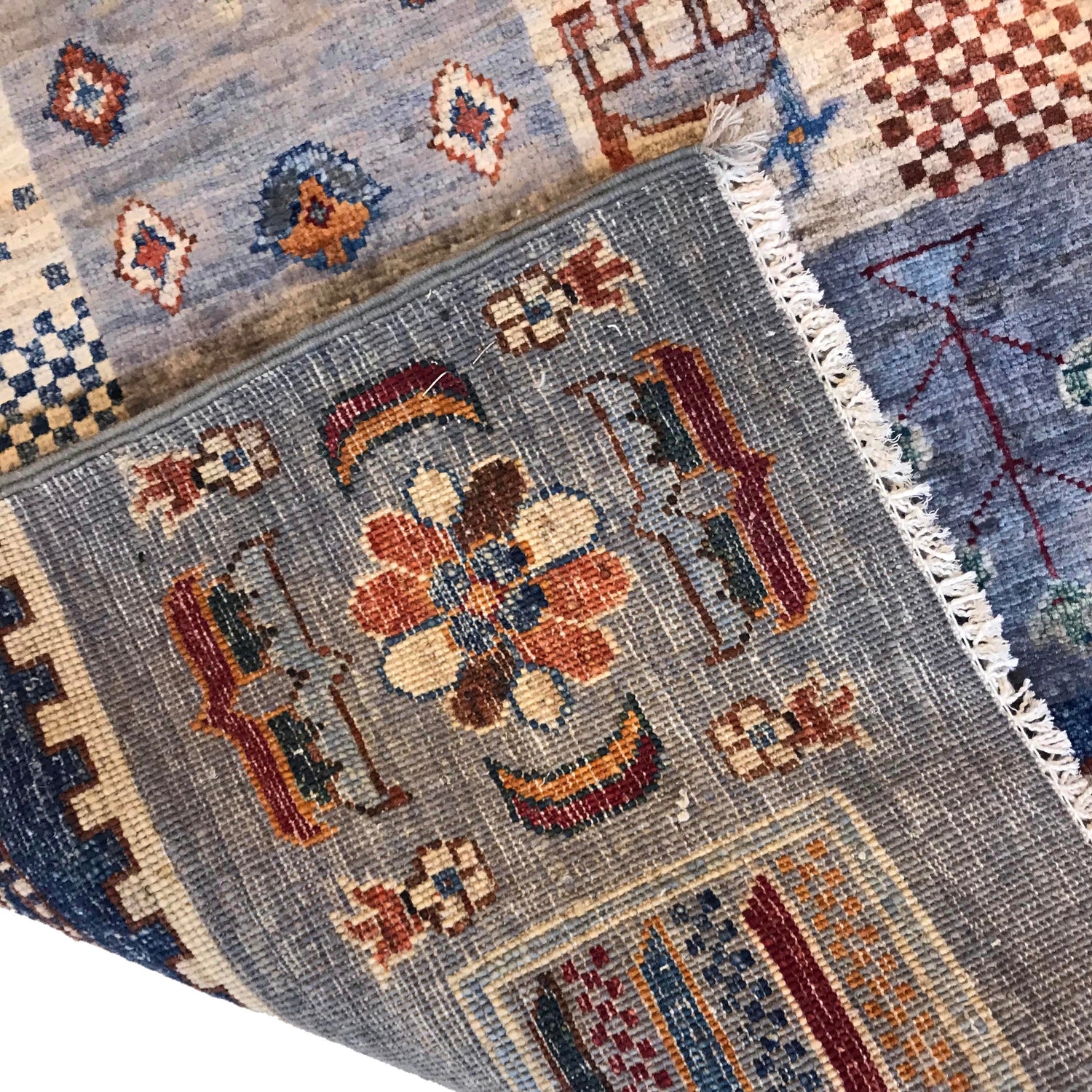 Shikargah Area Rug Handmade Blue Animal/Birds 7x10 ft