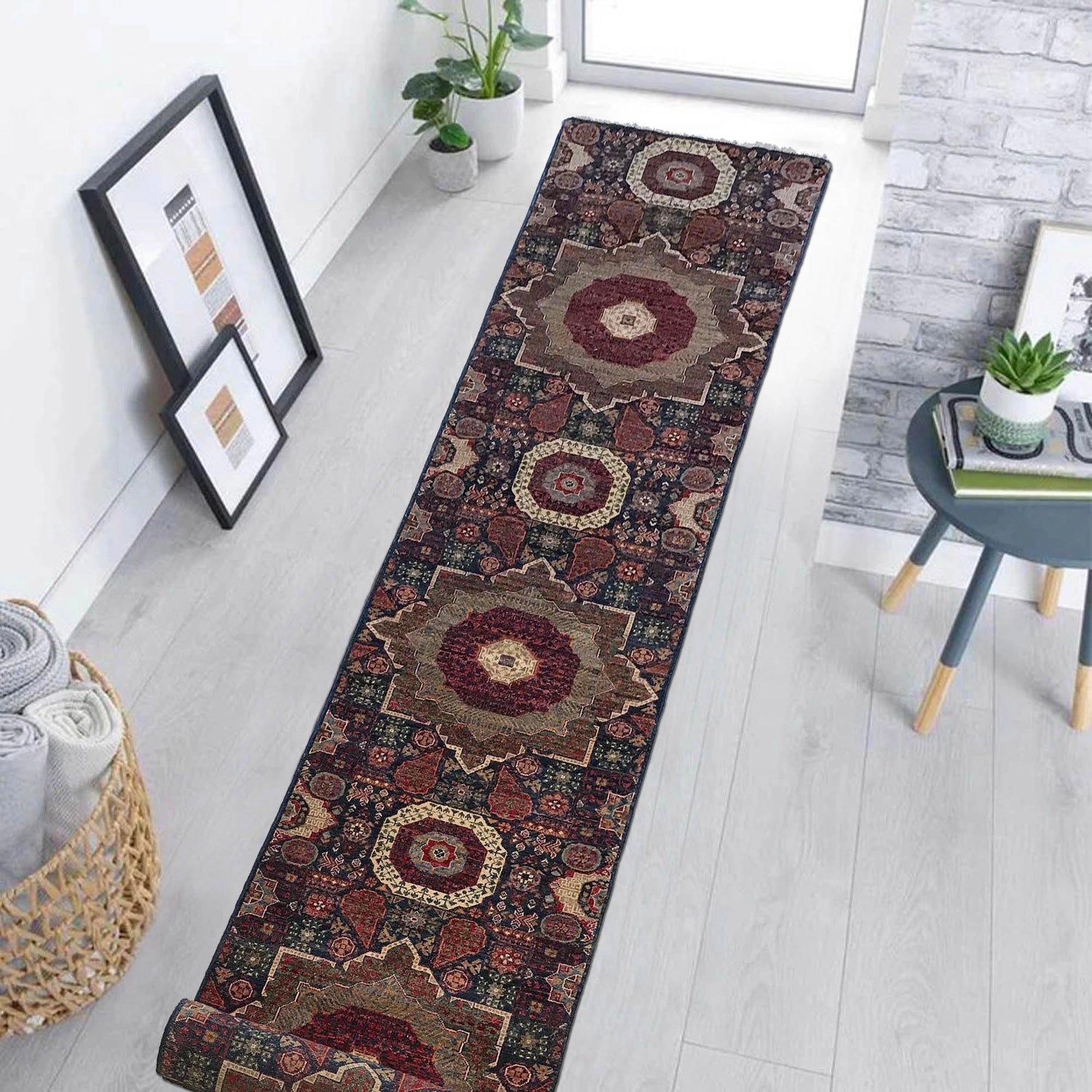 Mamluk Runner Rug Handmade Multi Medallion 18' Runner